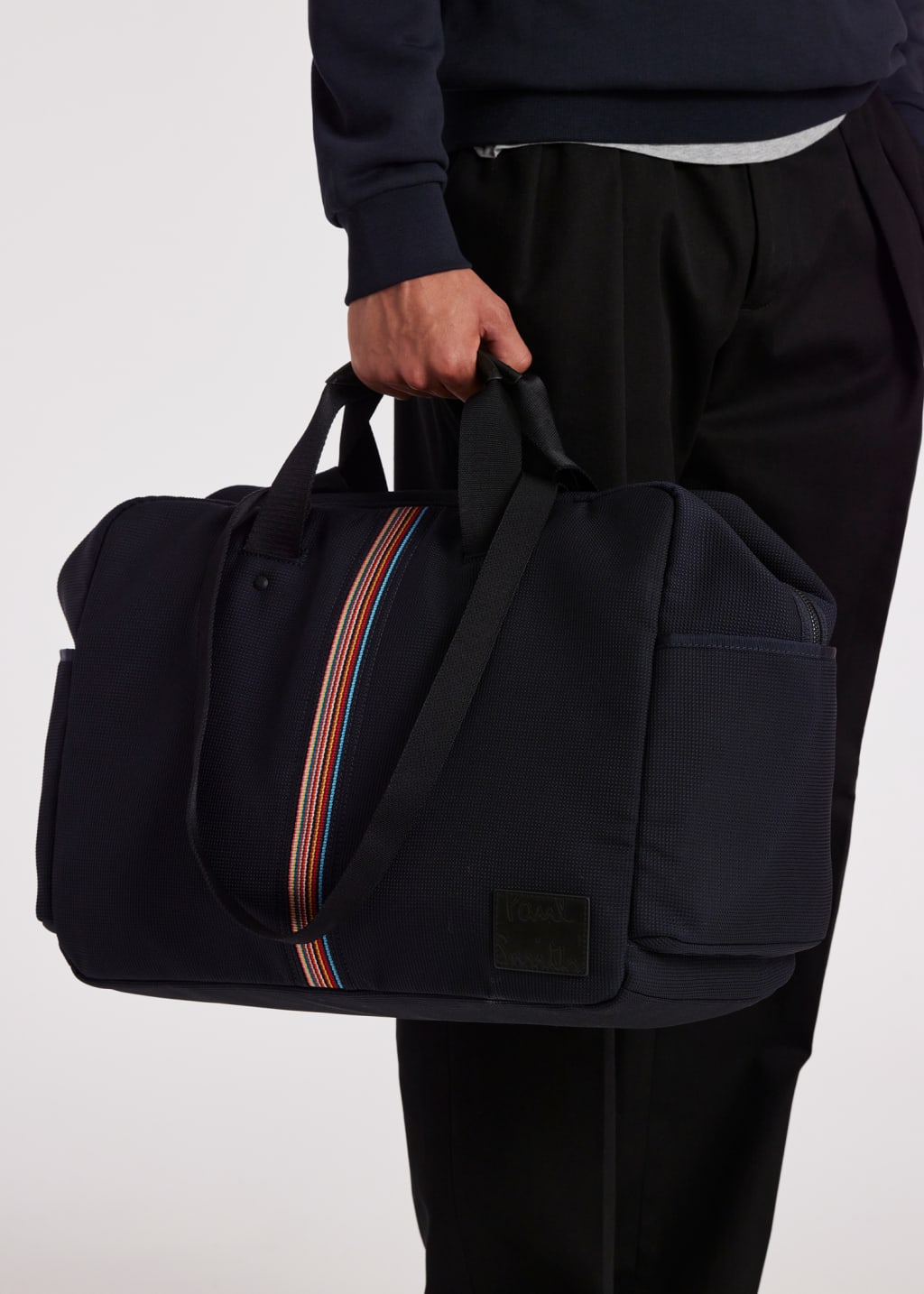 Men S Navy Canvas Signature Stripe Holdall