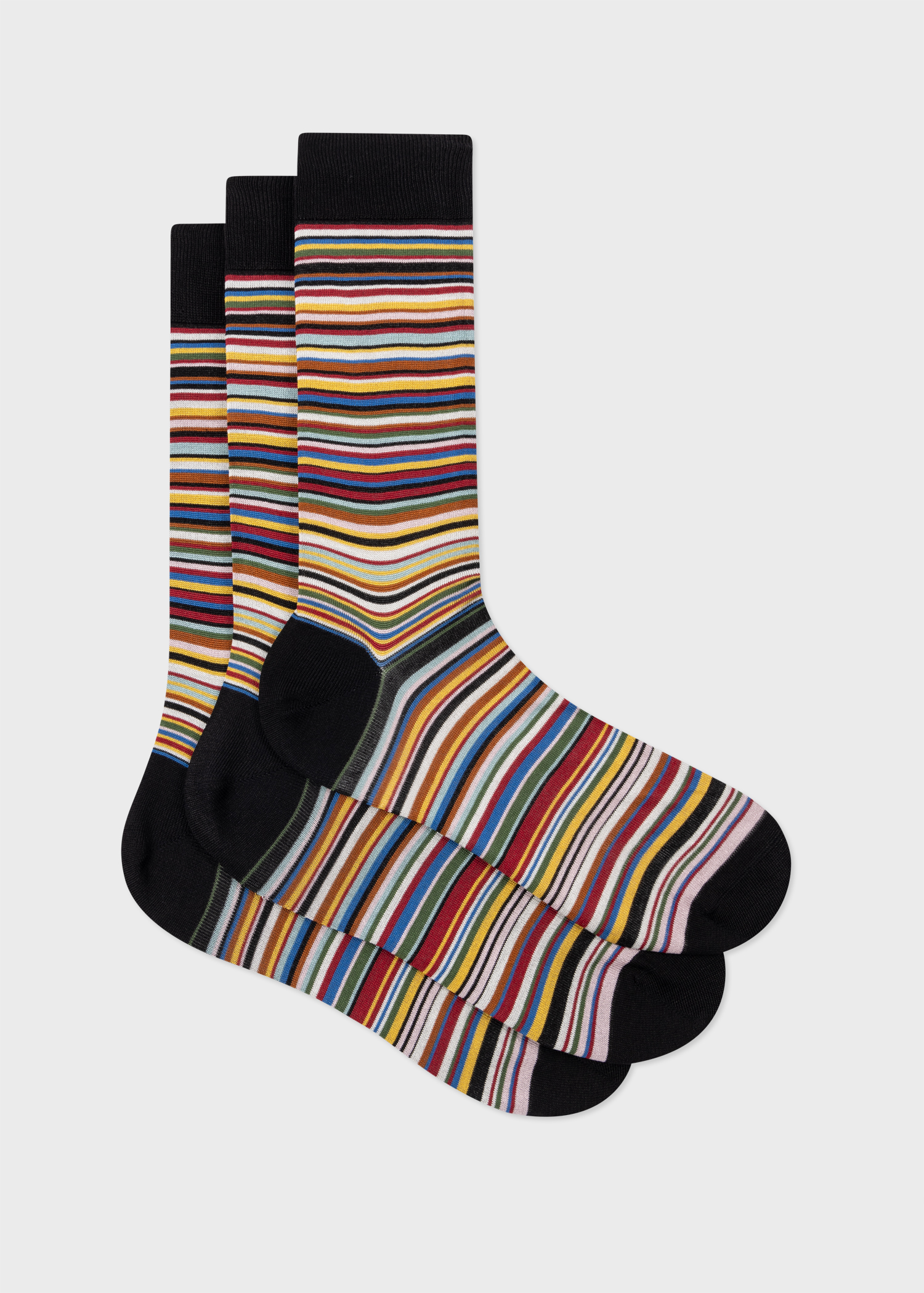 Silk Blend Signature Stripe Socks Three Pack