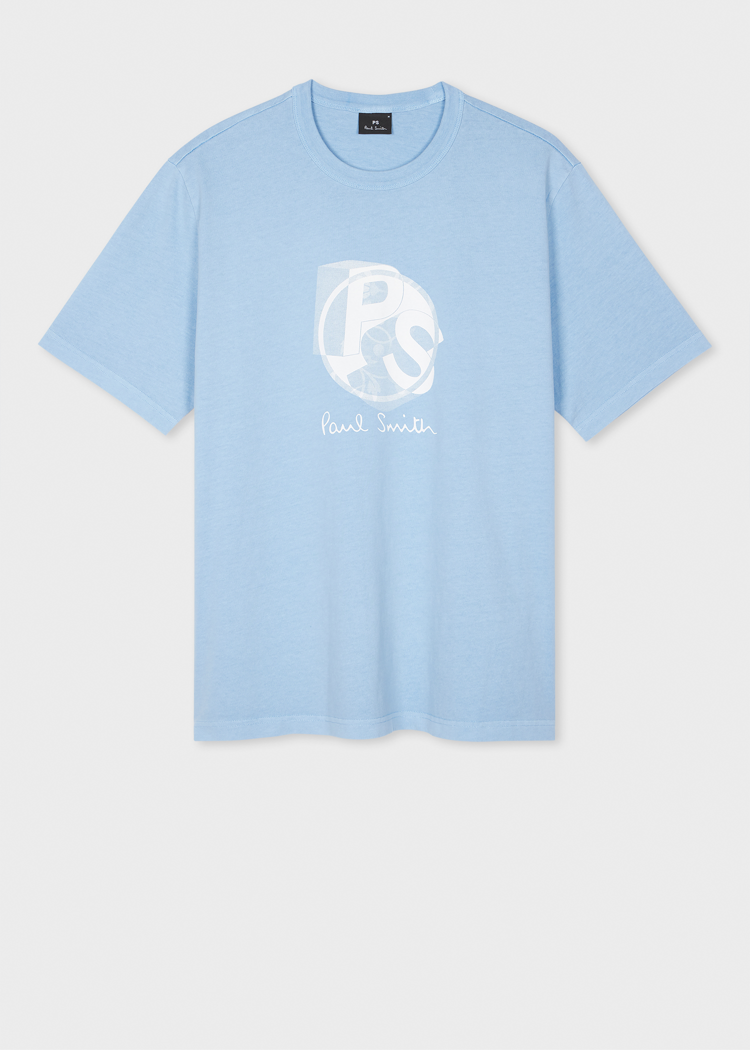 Pale Blue Organic Cotton Ps Logo T Shirt Paul Smith