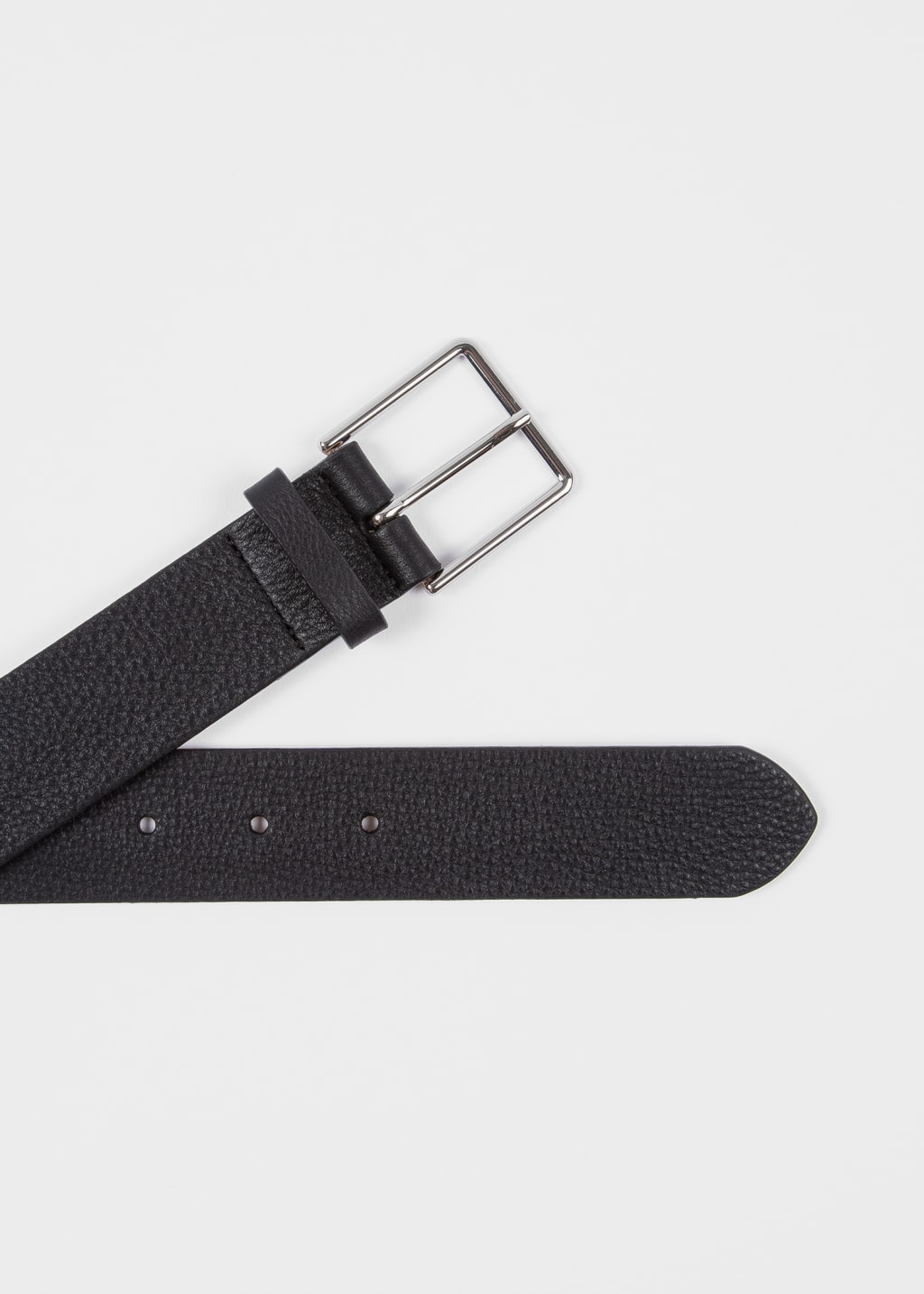 Black Grained Leather 'Signature Stripe' Belt
