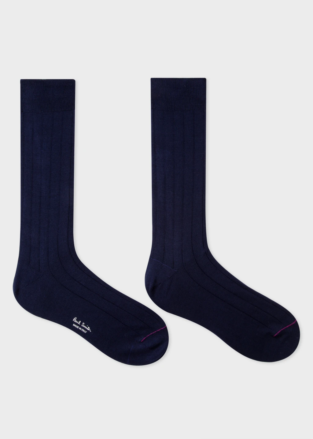 Men's Navy Cotton-Blend Ribbed Socks