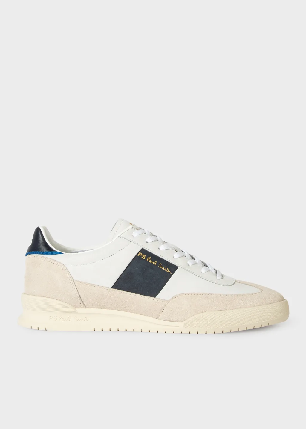 Men s White And Cream Leather Dover Trainers