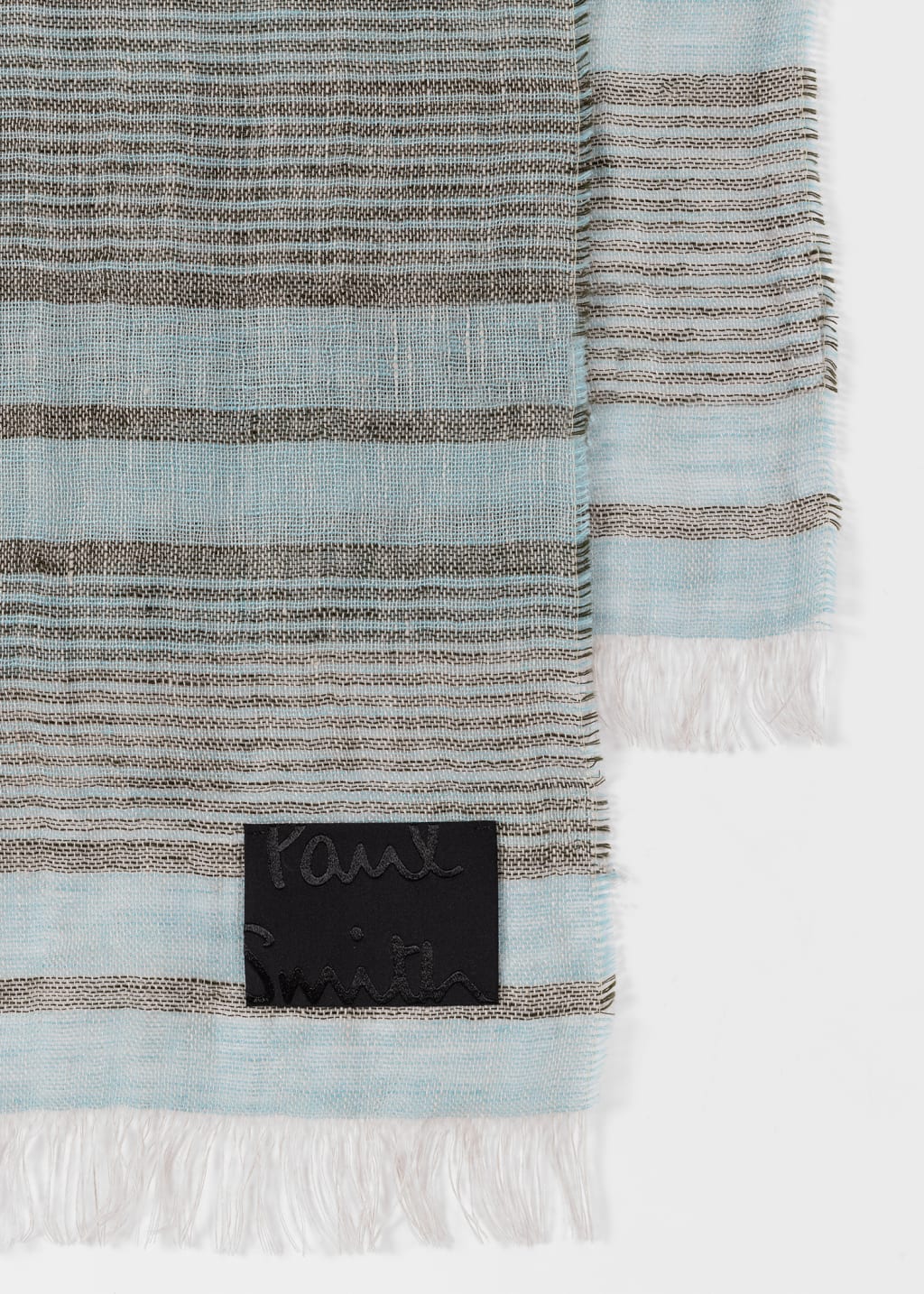 Men's Blue Linen Stripe Scarf