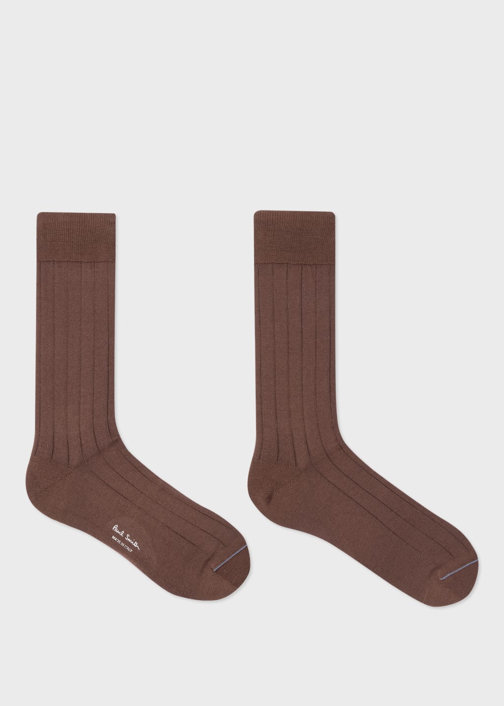 Men's Brown Cotton-Blend Ribbed Socks