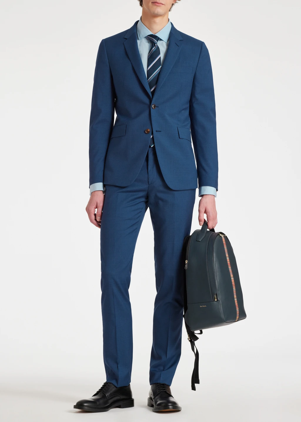 The Kensington Slim Fit Mid Blue Micro Check Wool Suit