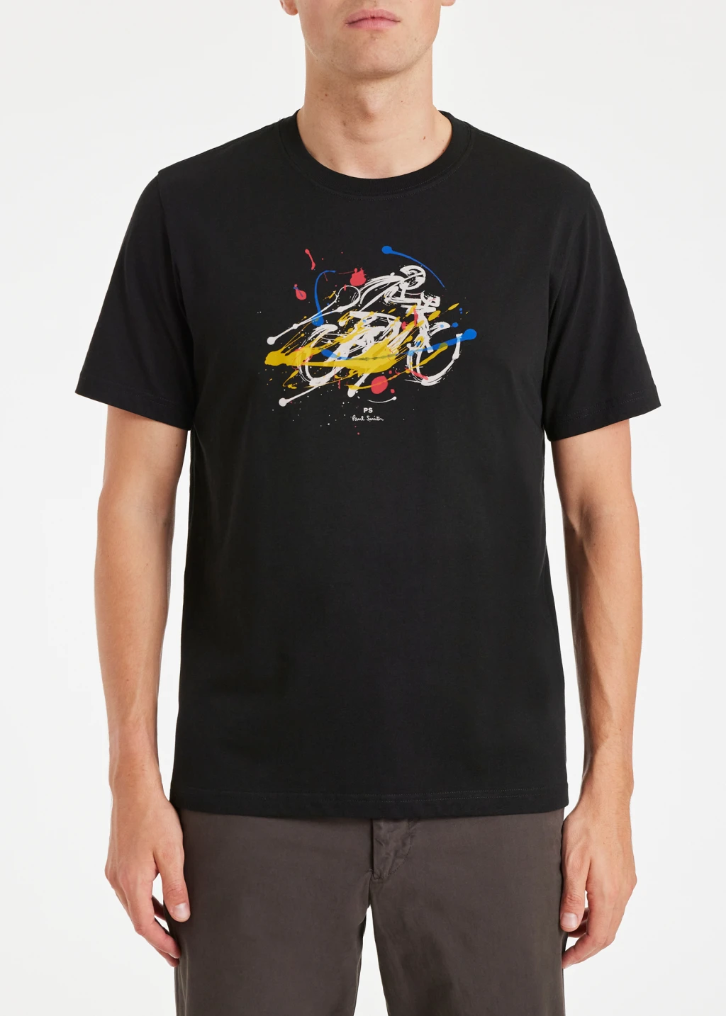 Men's Black 'Cyclist Sketch' Cotton T-Shirt