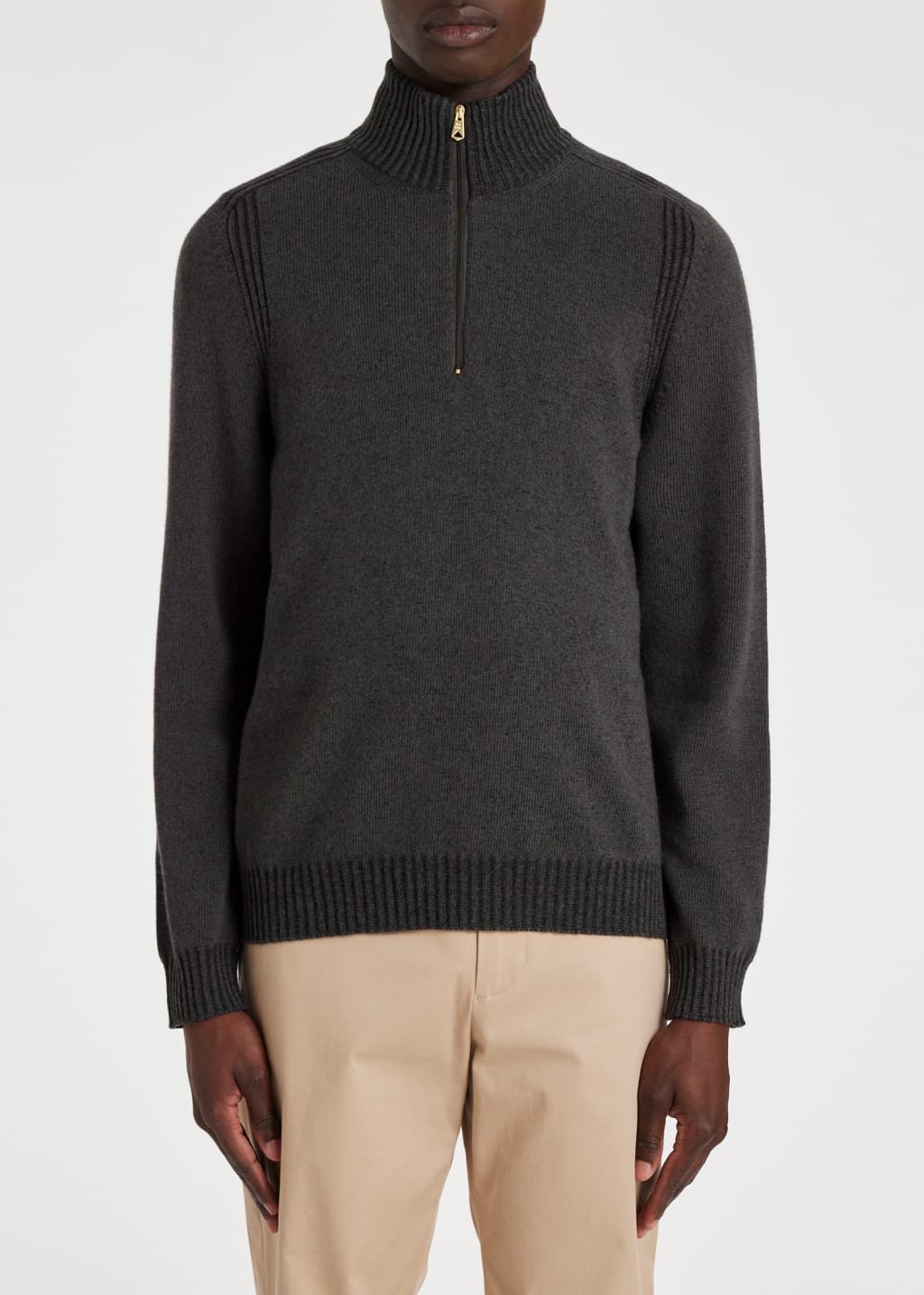 Men's Dark Green Lambswool Half Zip Sweater