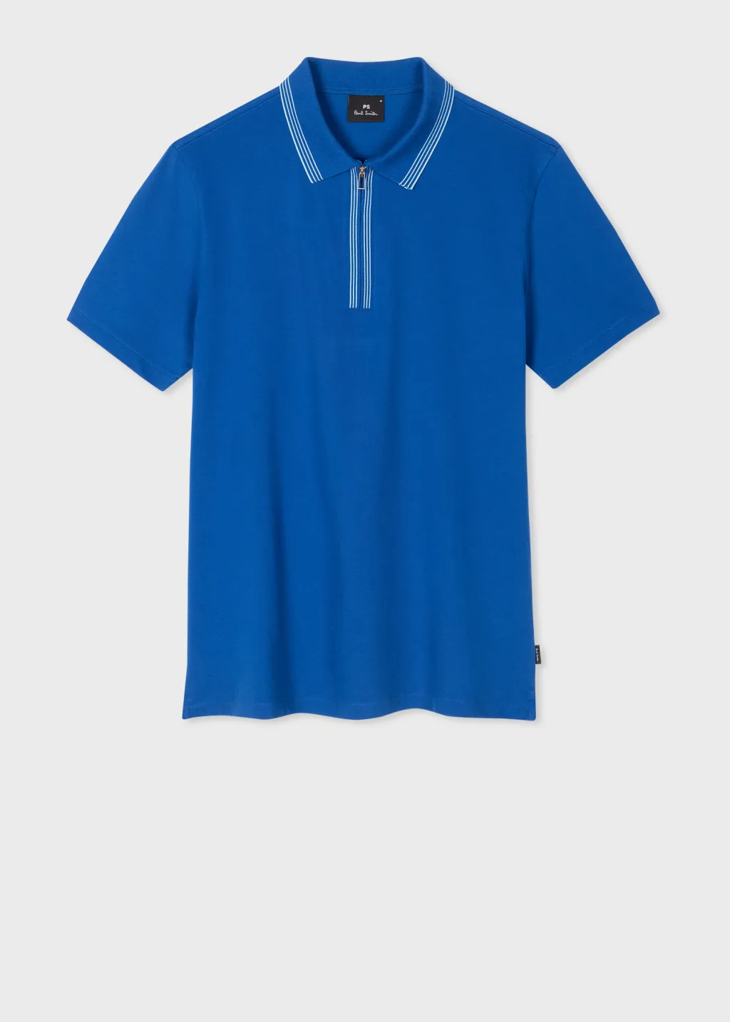 Men's Cobalt Blue Zip Neck StretchCotton Polo Shirt