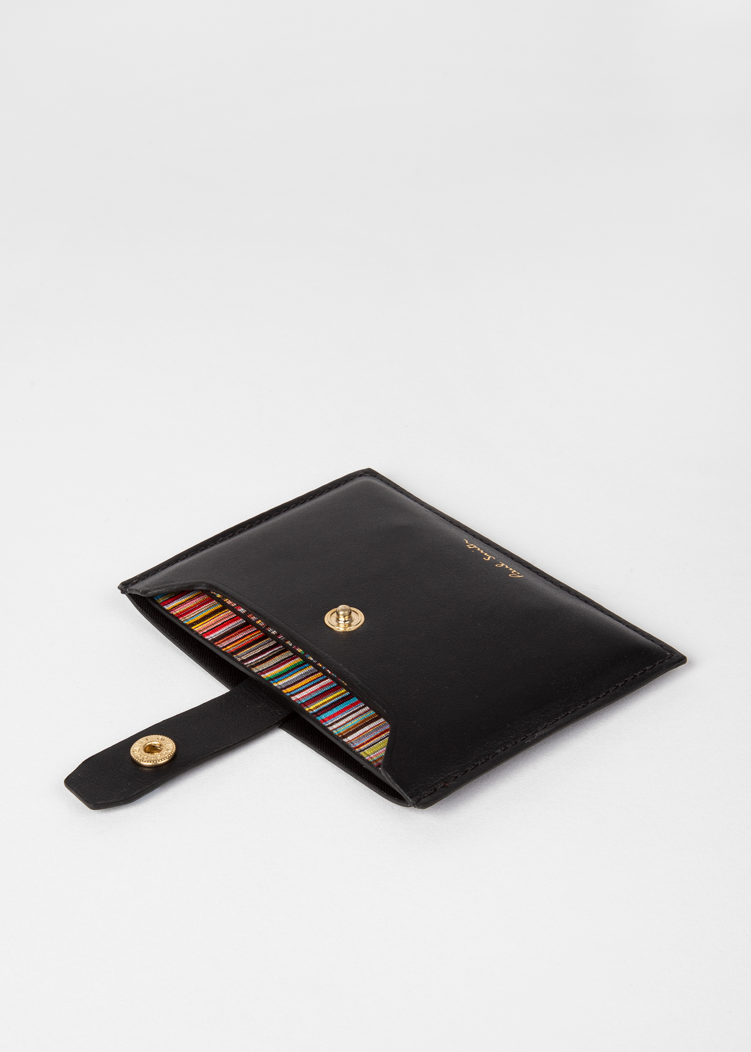 Men's Black Leather Credit Card Holder With 'Signature