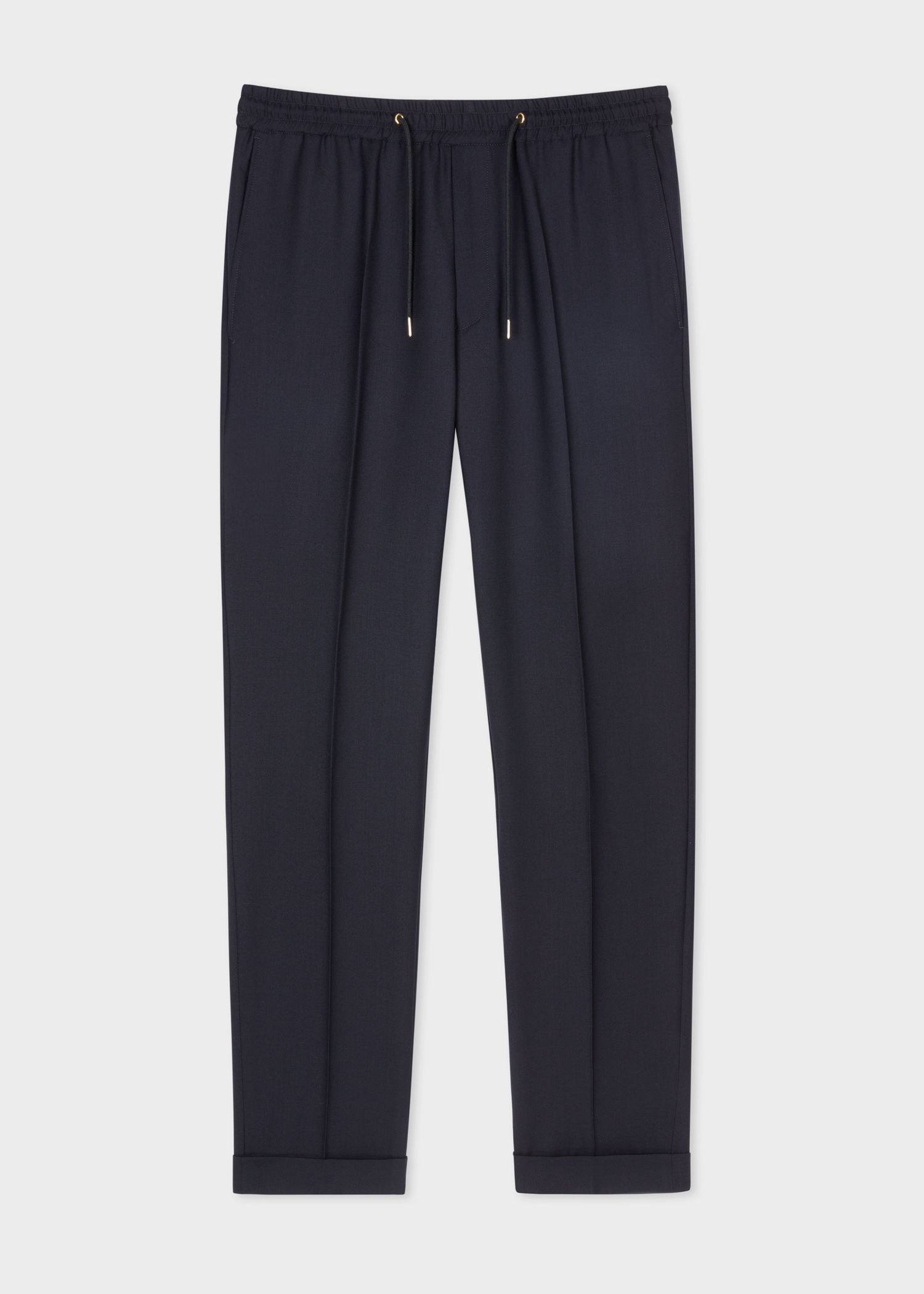 A Suit To Travel In - Navy Drawstring-Waist Wool Trousers