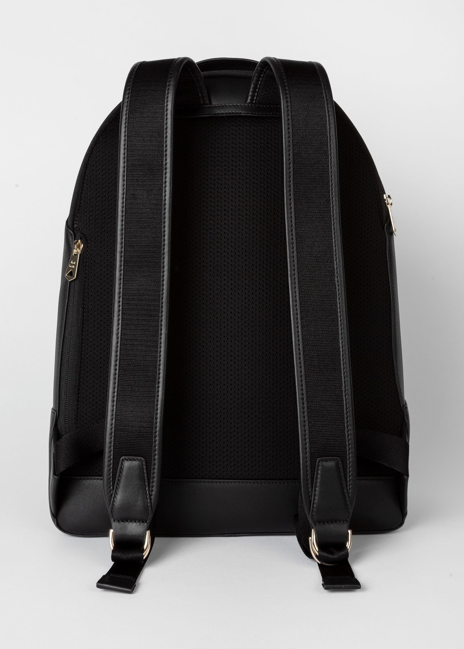 Men s Black Leather Signature Stripe Backpack