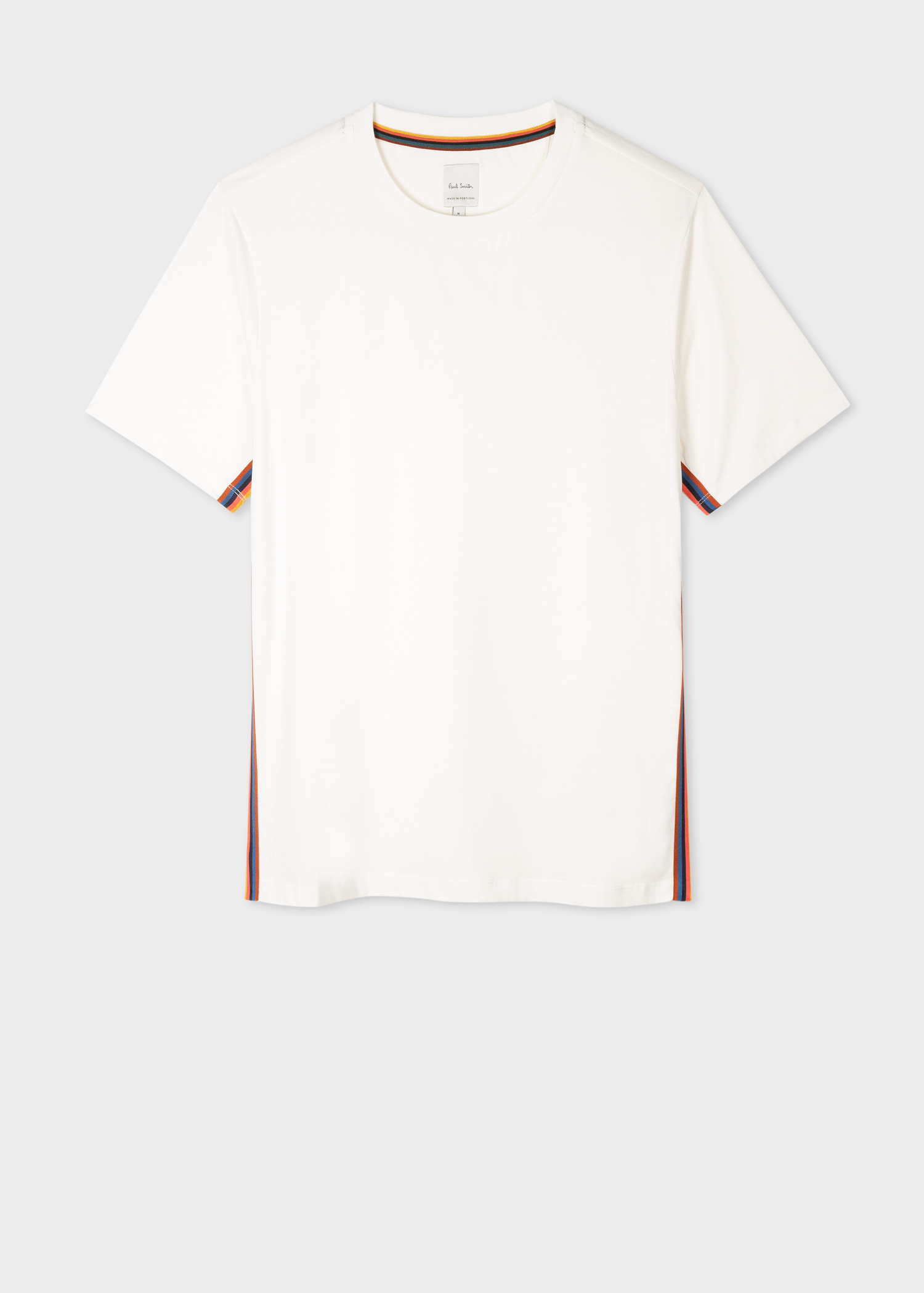 Men's White Cotton T-Shirt With 'Artist Stripe' Trim