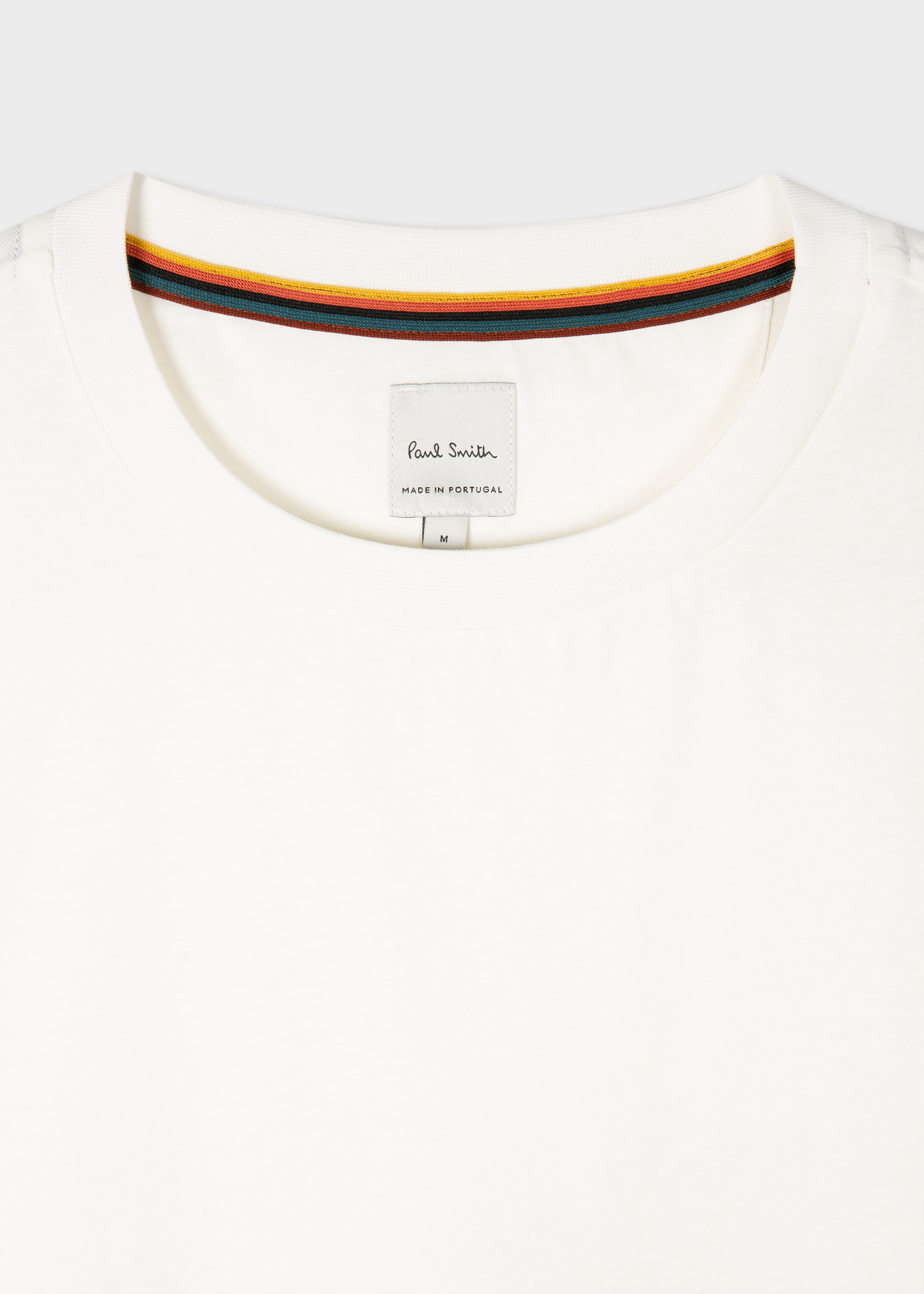 Men's White Cotton T-Shirt With 'Artist Stripe' Trim