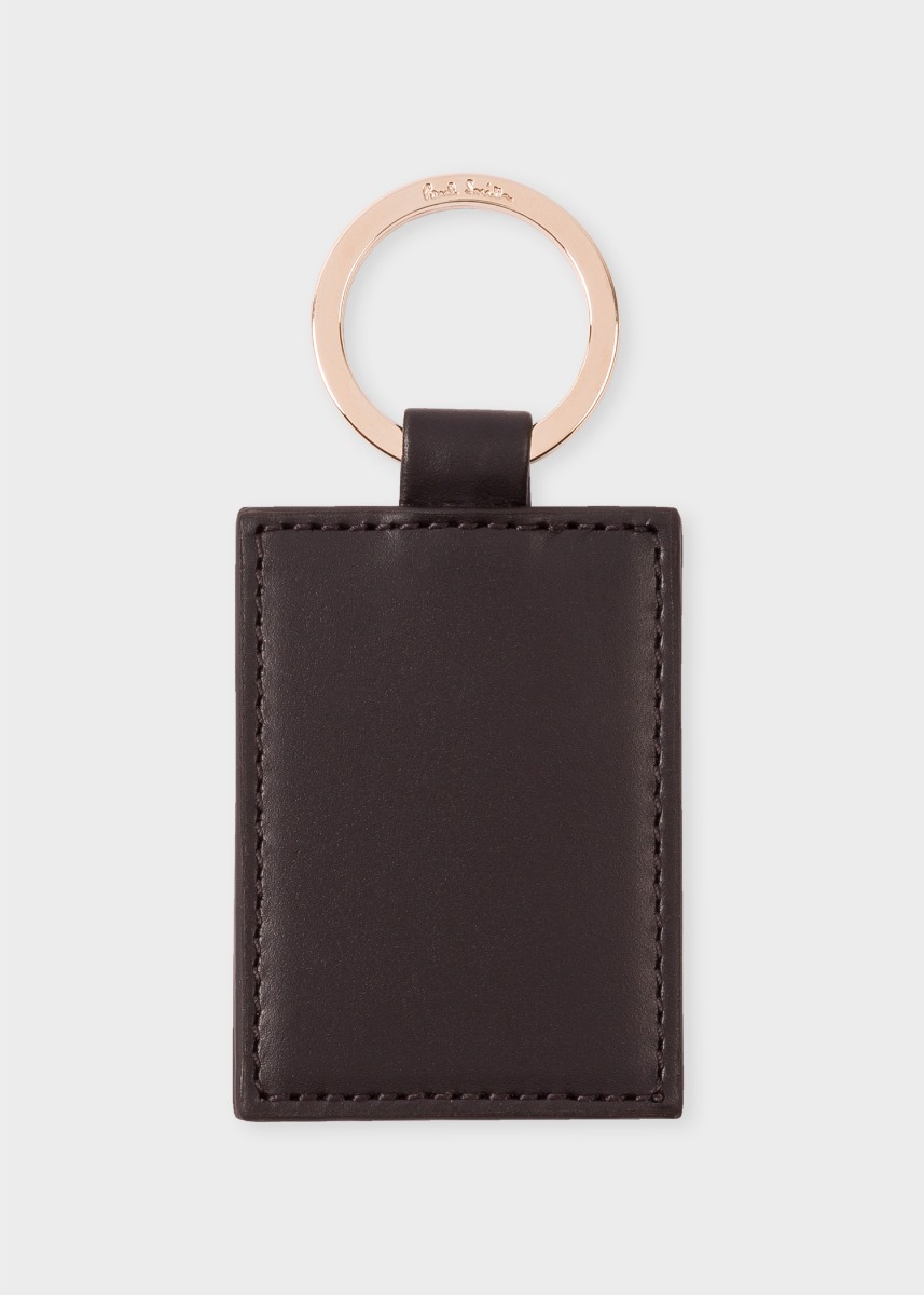 Paul Smith｜KEYRINGS/KEYCASES (MEN KEYRING LOGO (M1A KEY Black Calf Leather Monogrammed Keyring