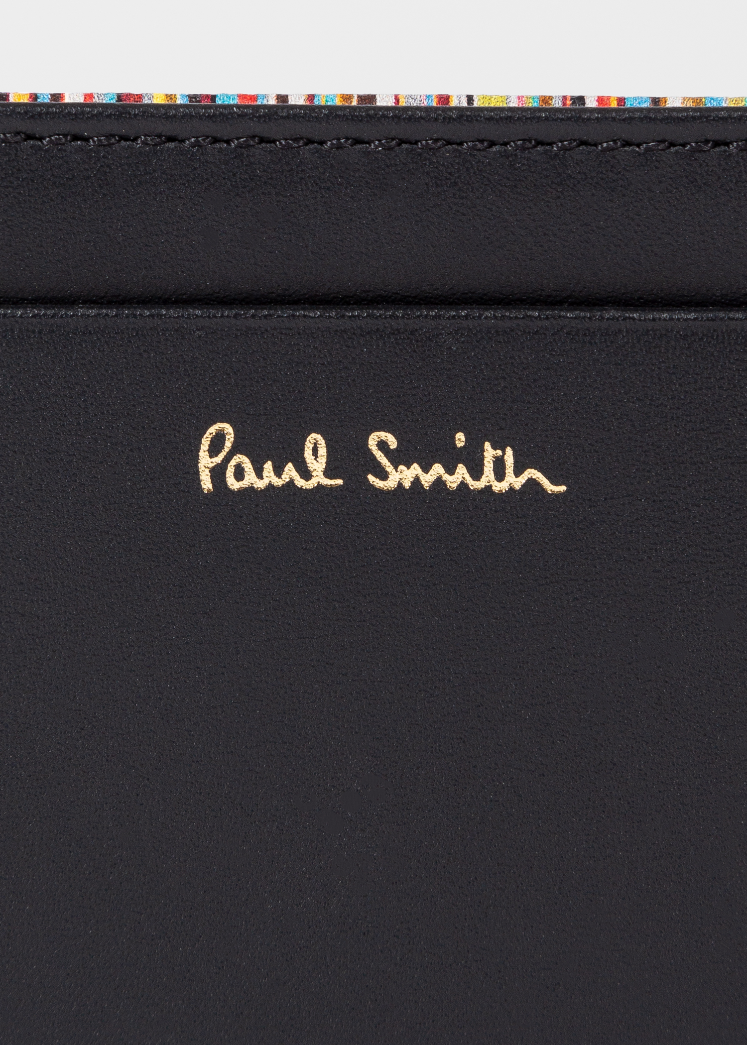 Black 'Signature Stripe' Leather Card Holder