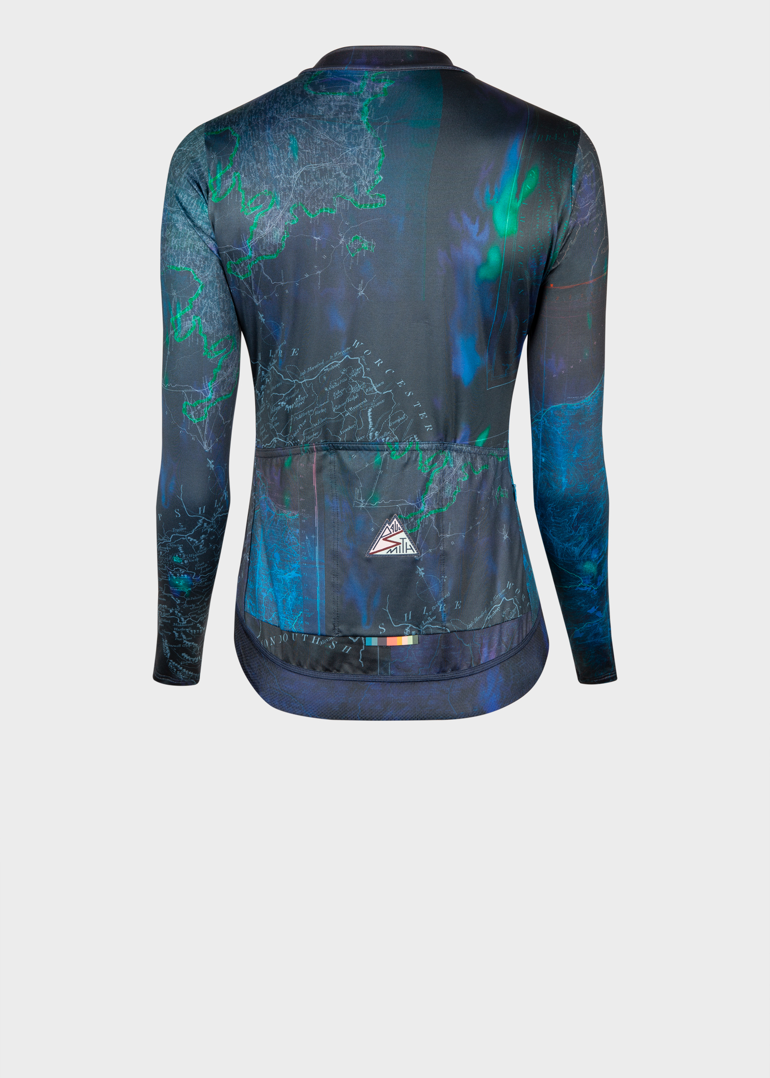 Women's Blue 'Map' Print Race Fit Long-Sleeve Cycling Jersey
