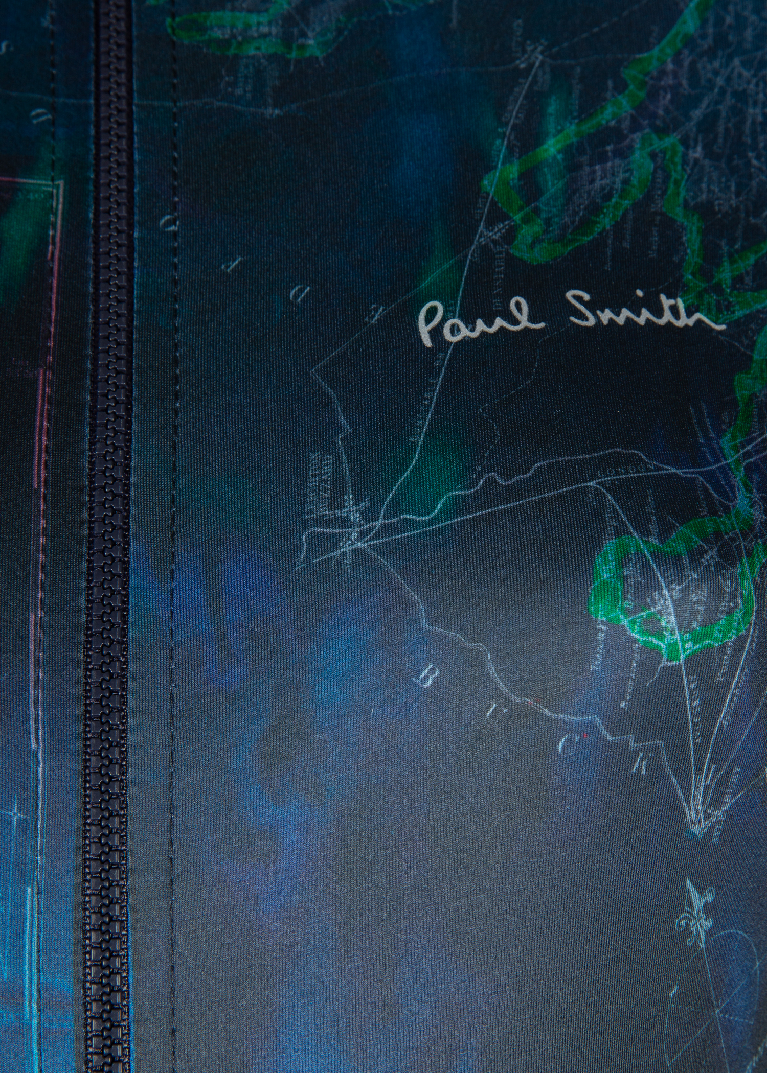 Women's Blue 'Map' Print Race Fit Long-Sleeve Cycling Jersey