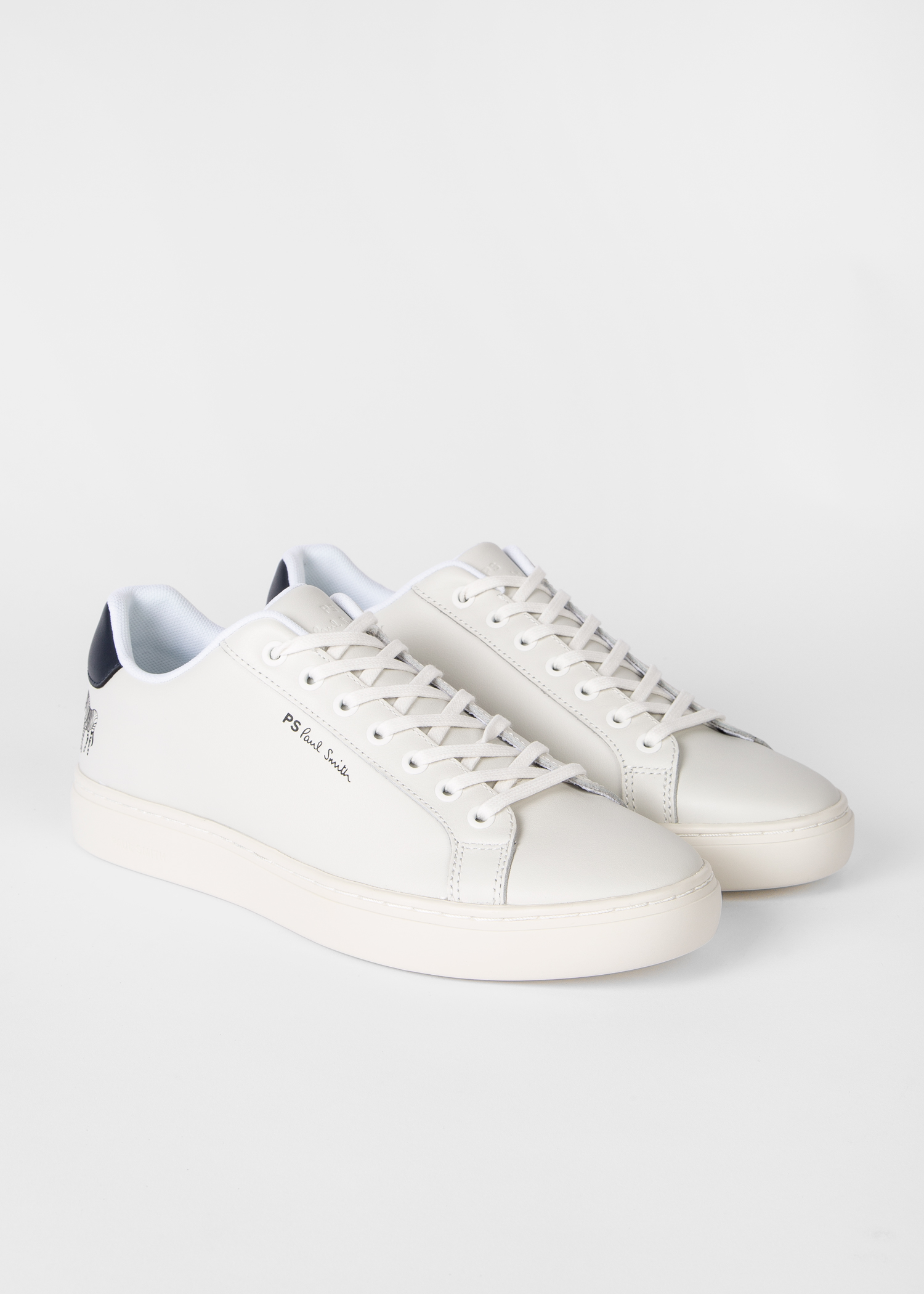Men s White Leather Rex Sports Stripe Trainers