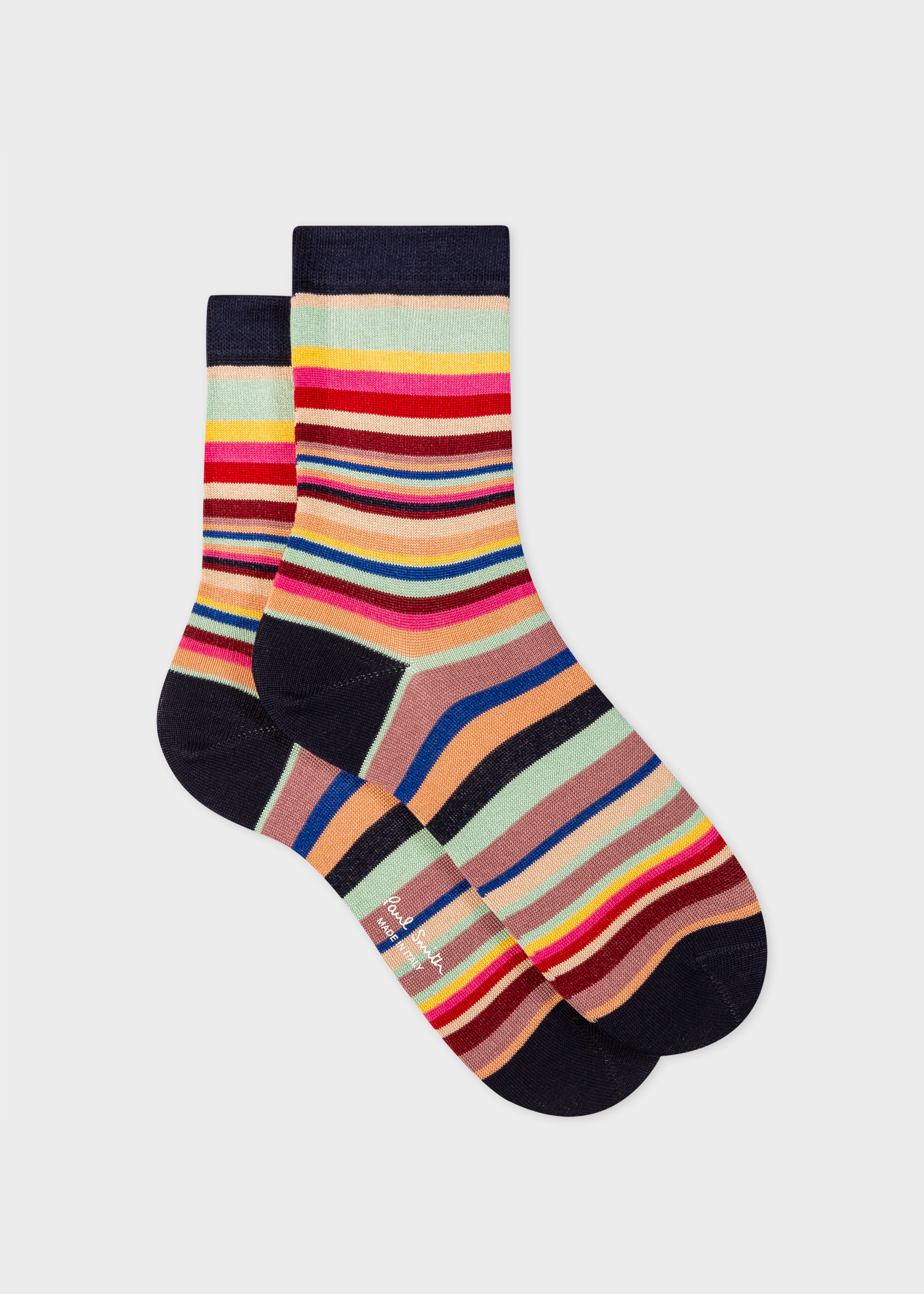 Women's Navy Cotton 'Swirl Stripe' Socks