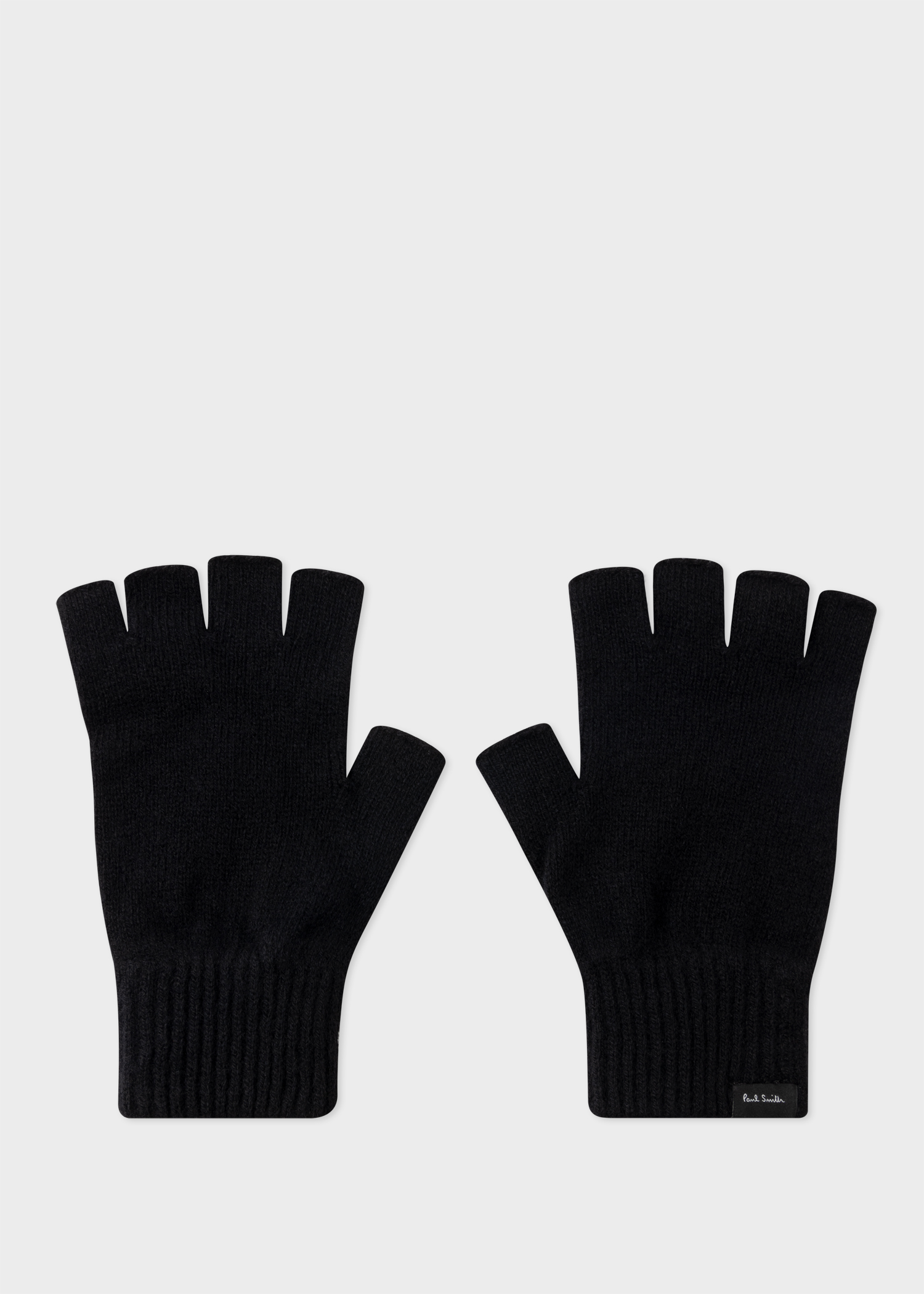 Black Fingerless Cashmere-Blend Gloves