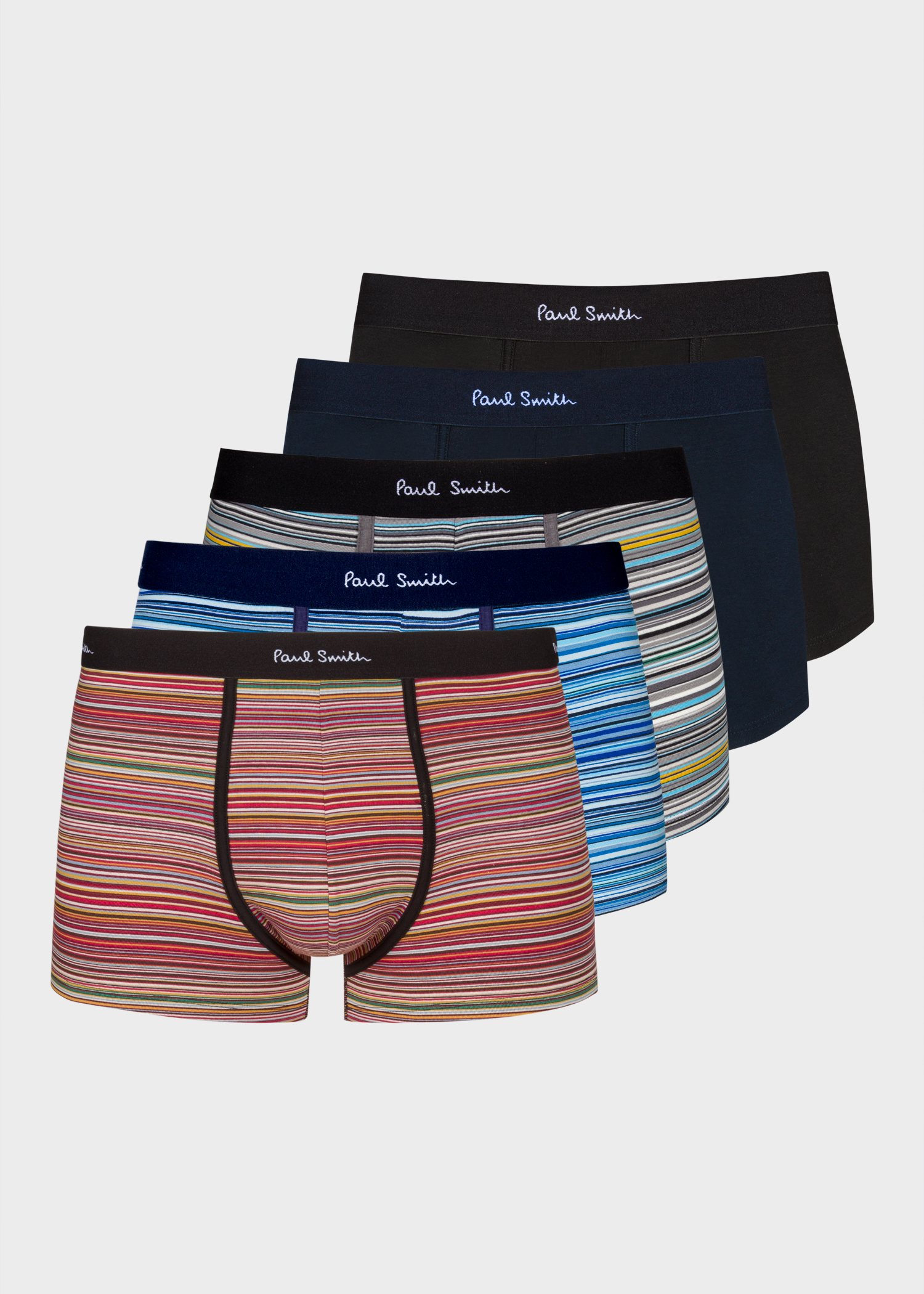 Organic Cotton 'Signature Stripe' and Plain Boxer Briefs Five Pack