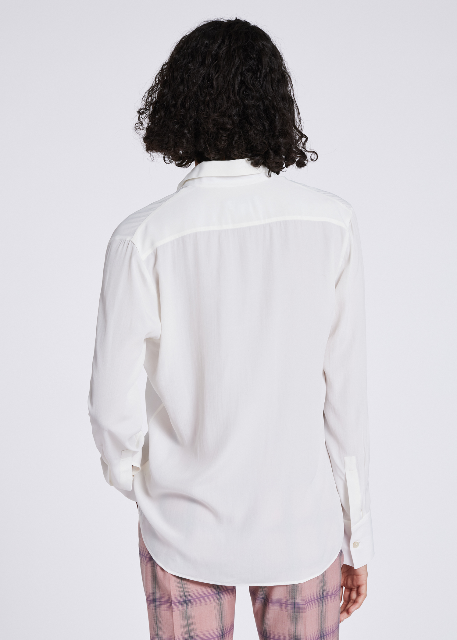 Women's Cream Silk-Blend 'Spray Swirl' Placket Shirt