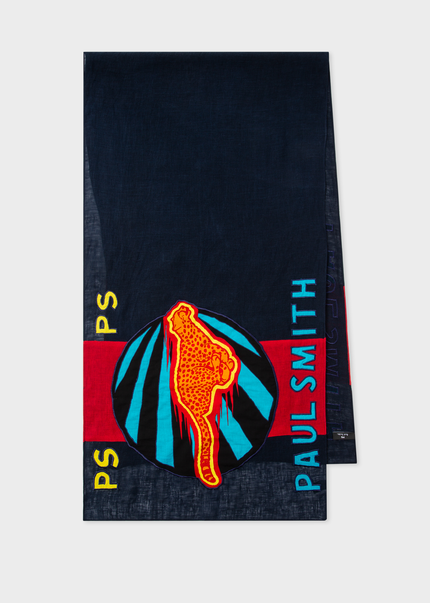 Men's Navy 'Live Faster' Pattern Linen Scarf