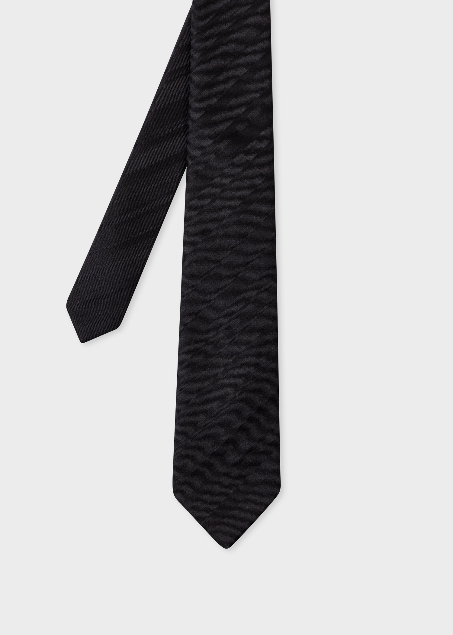 Black Wool 'Shadow Stripe' Tie