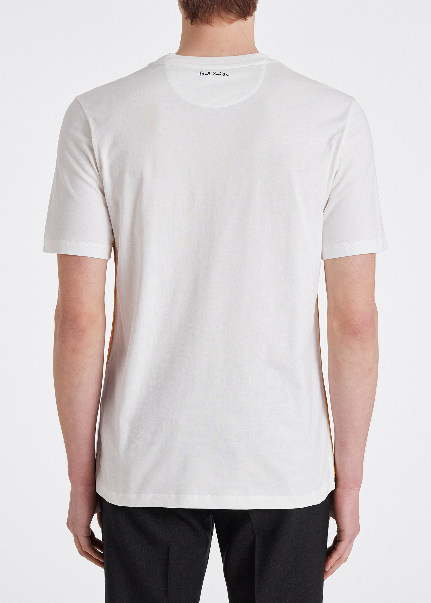 Men's White Cotton T-Shirt With 'Artist Stripe' Trim