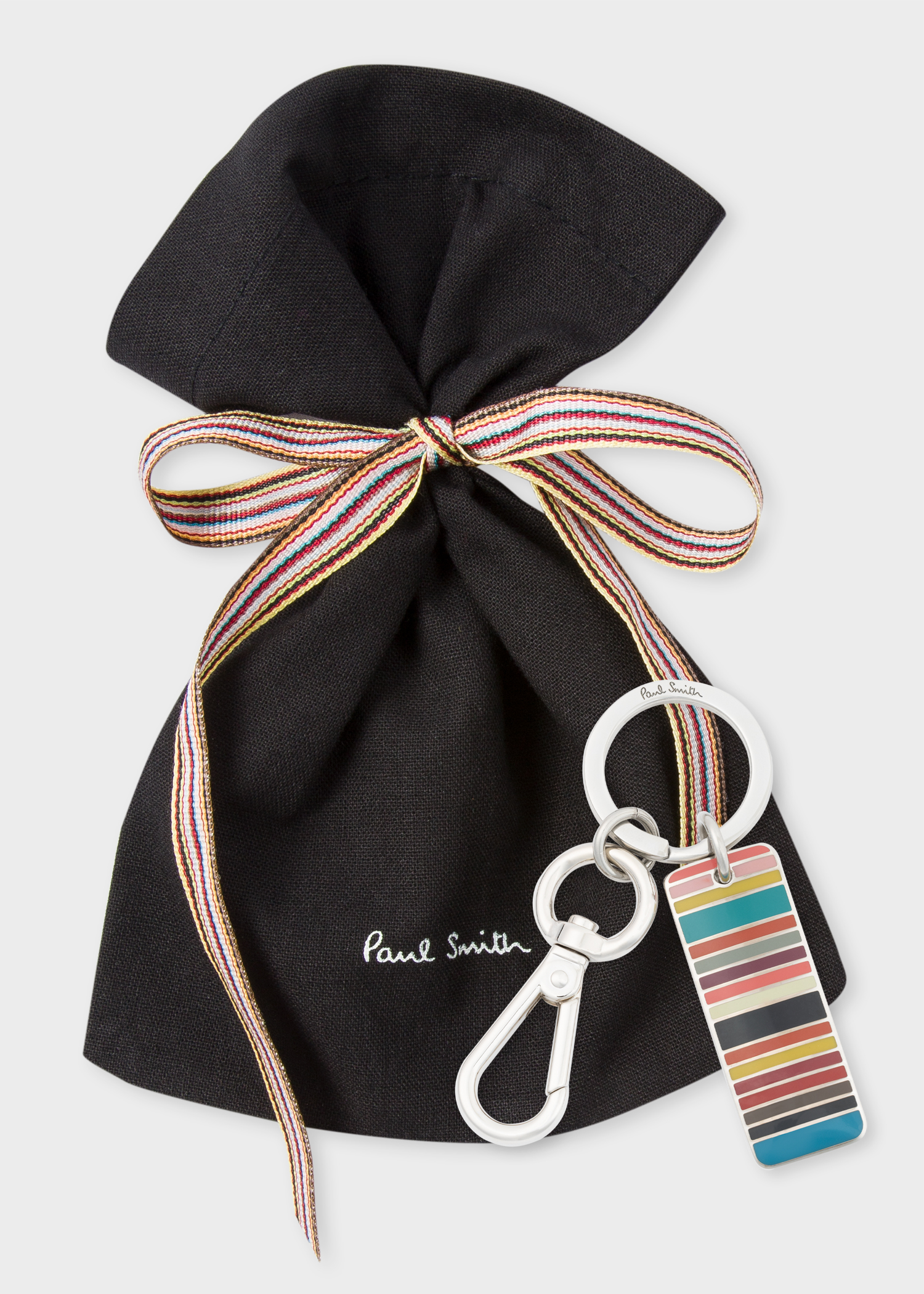 Signature Stripe Tag Metal Keyring