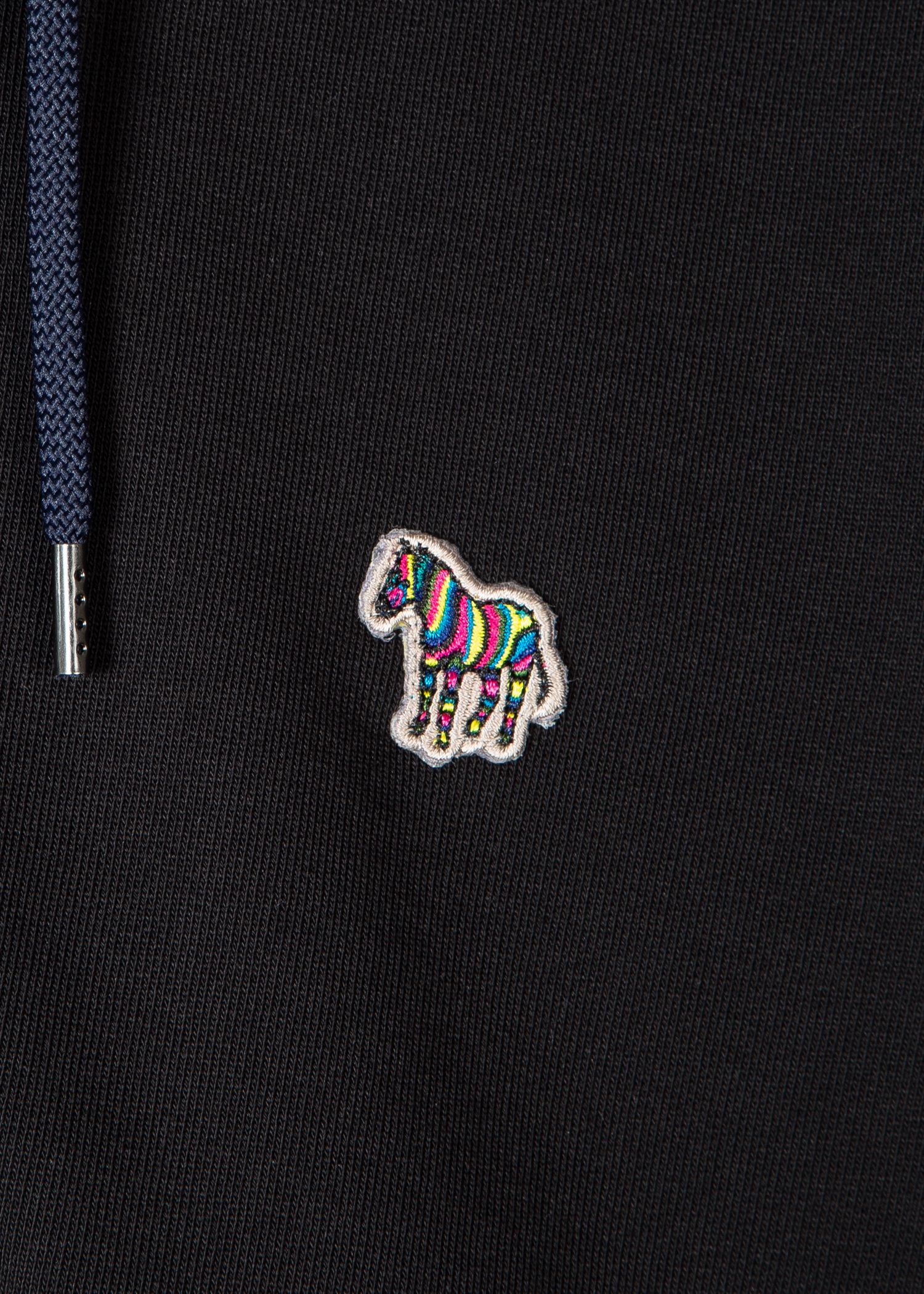 Dark Navy Cotton Zip-Front Zebra Logo Hoodie