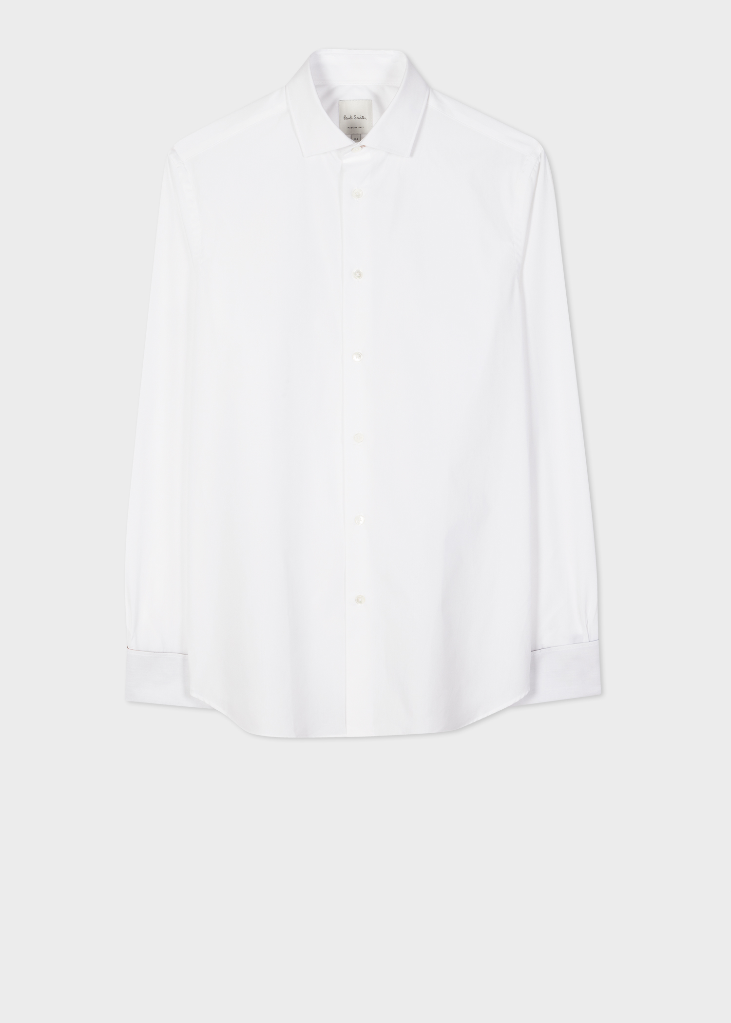 Men's White Tailored-Fit Signature Stripe Double Cuff Shirt