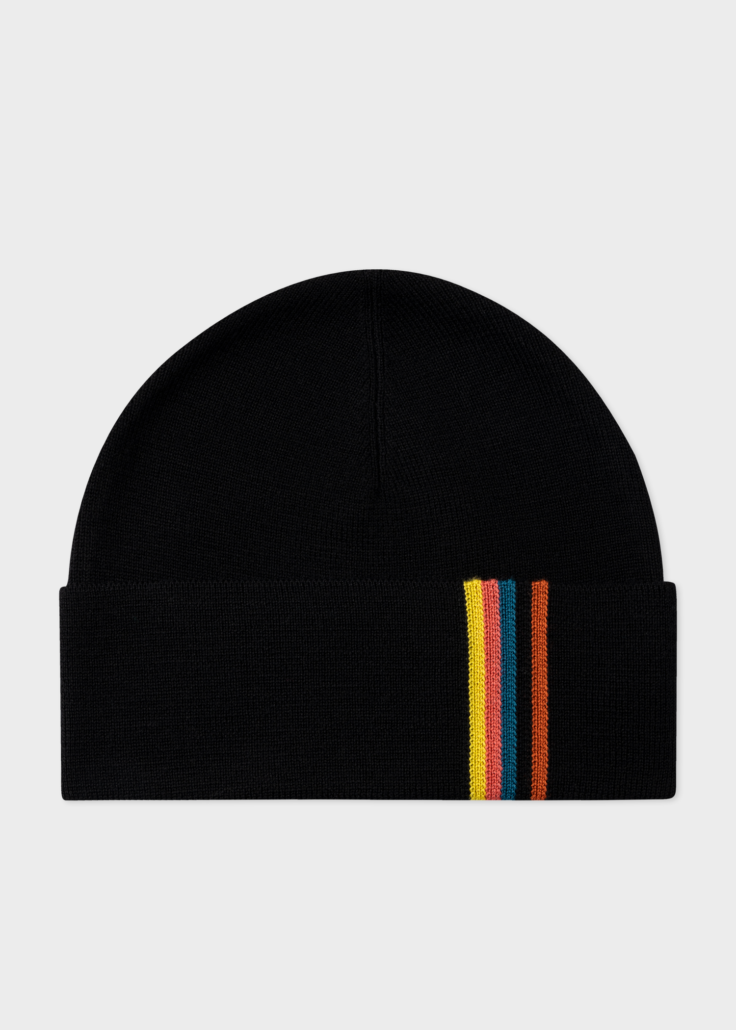 Paul Smith Black Merino Wool 'Artist Stripe' Beanie Hat | King's Cross
