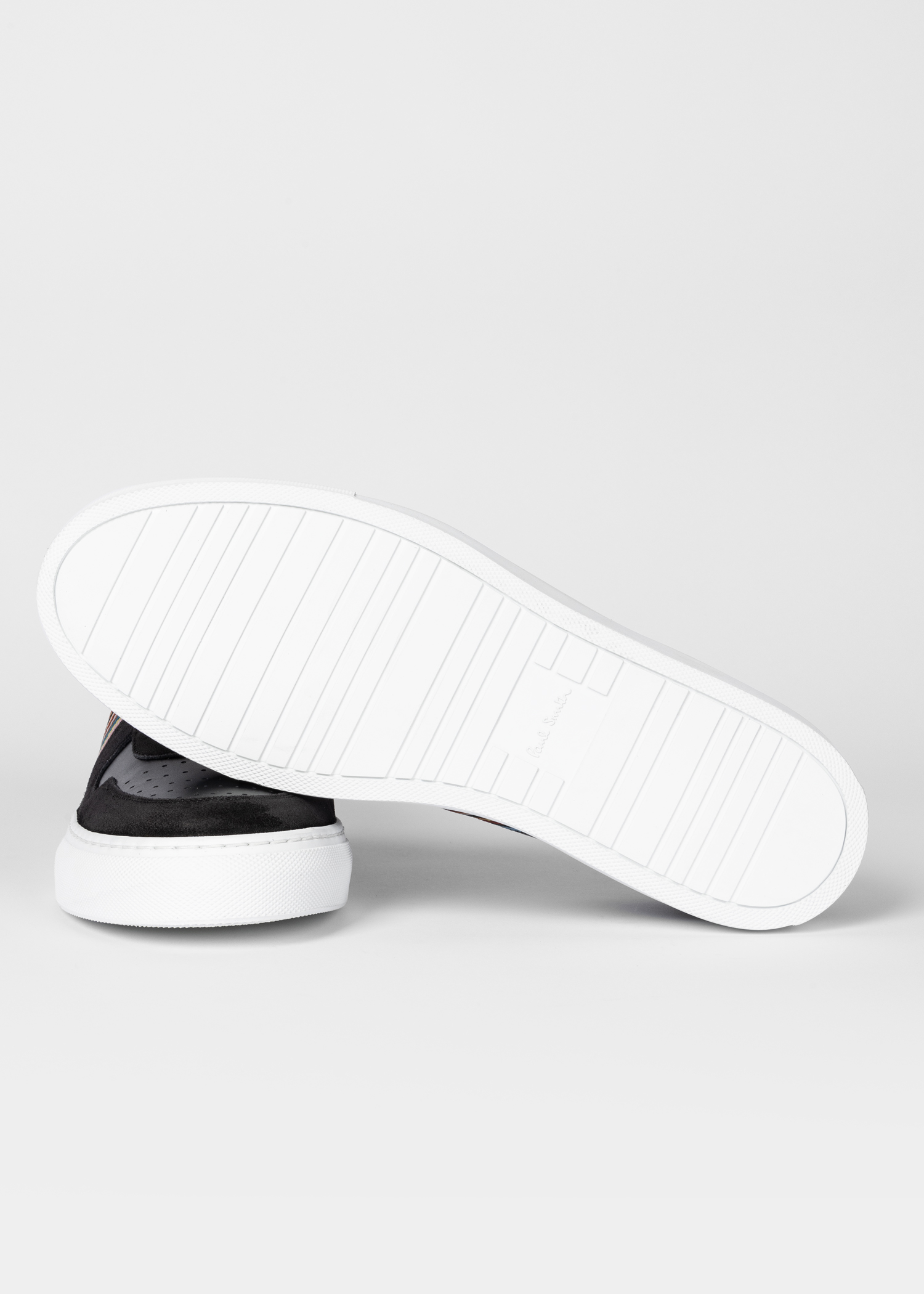 Men's Black Leather 'Signature Stripe' 'Fermi' Trainers