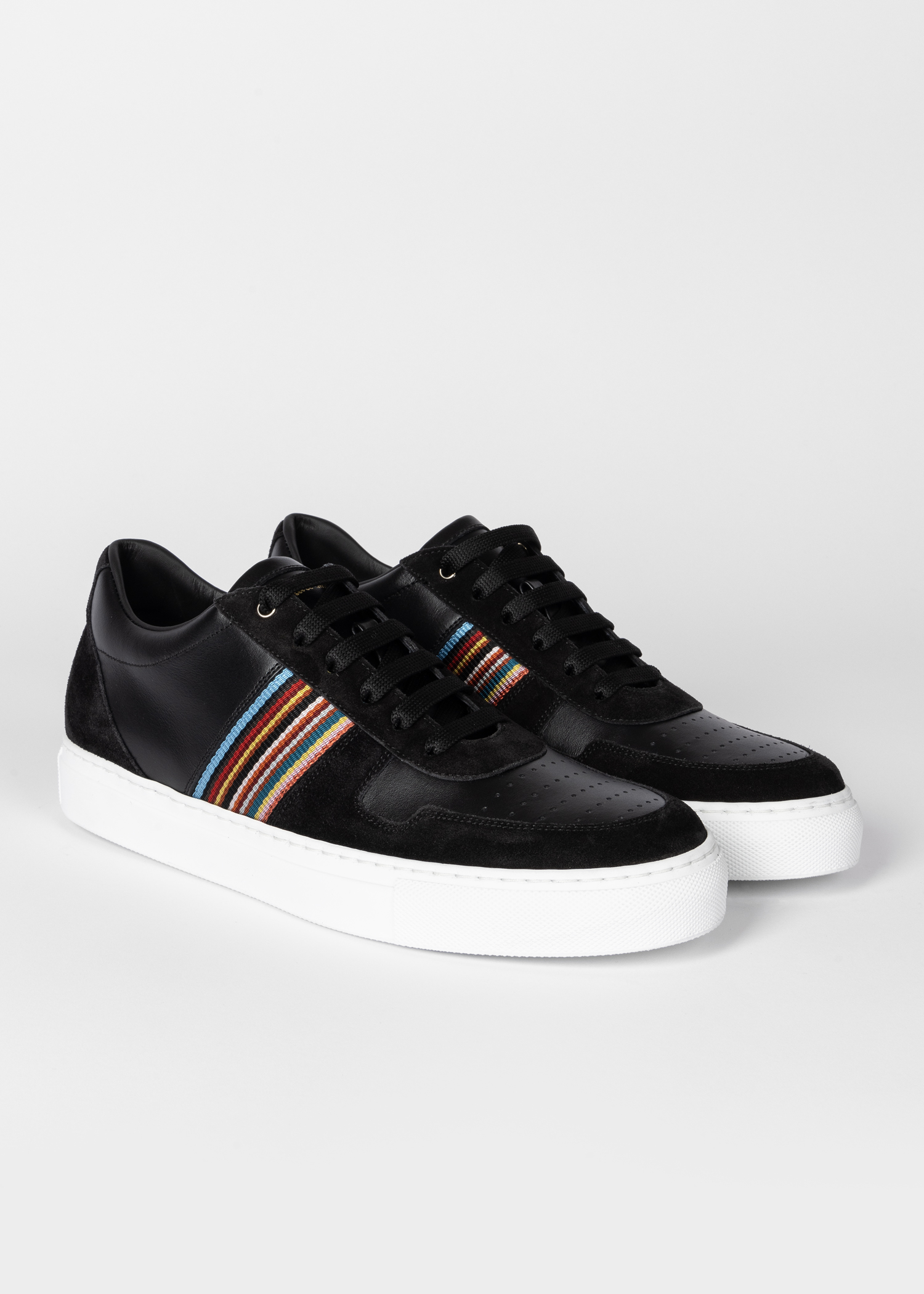 Paul Smith｜SNEAKERS (M2S HLS03 NCAS 79) Men's Black Leather 'Signature Stripe' 'Fermi' Sneakers