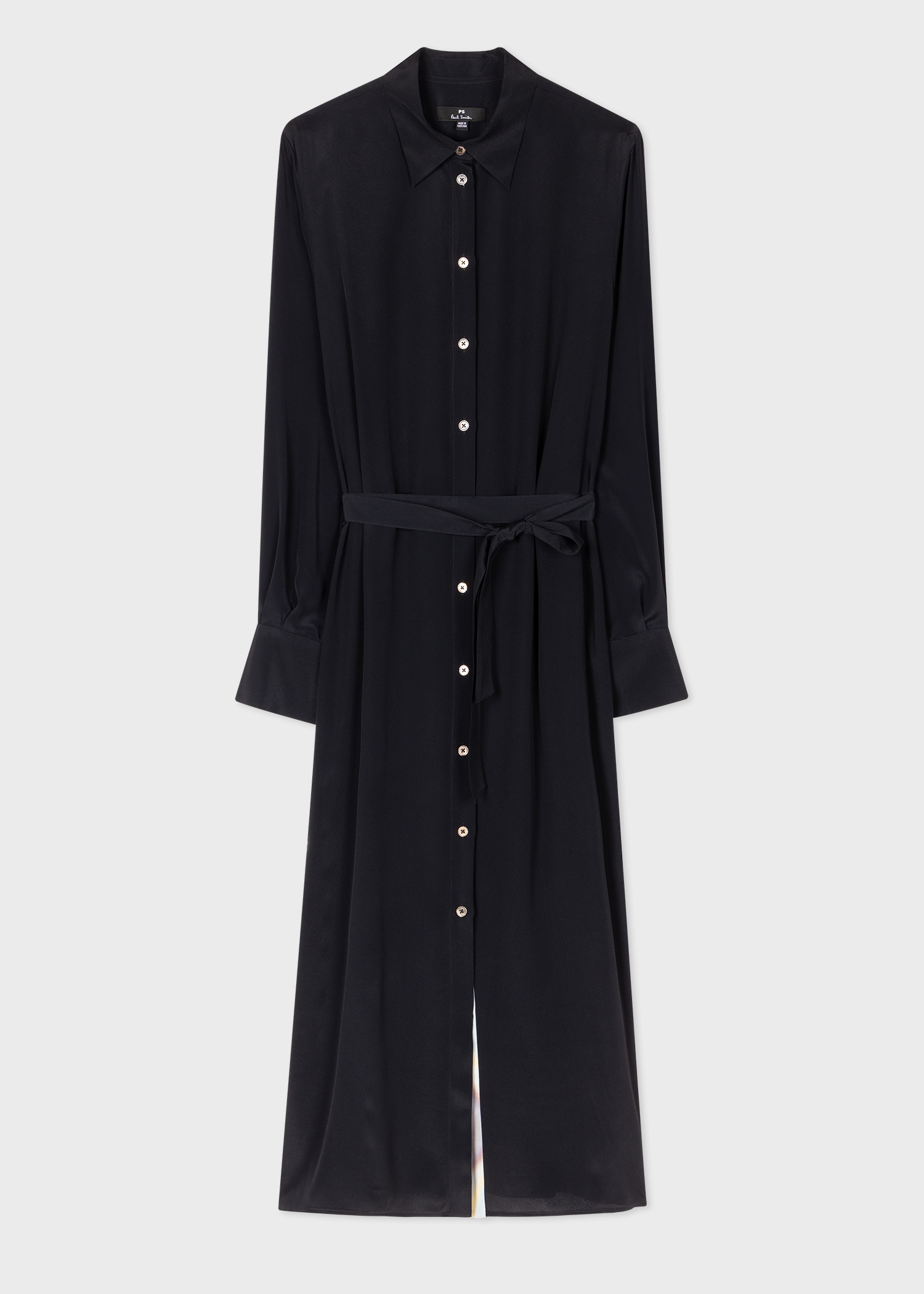 Women's Black Silk-Blend Shirt Maxi Dress