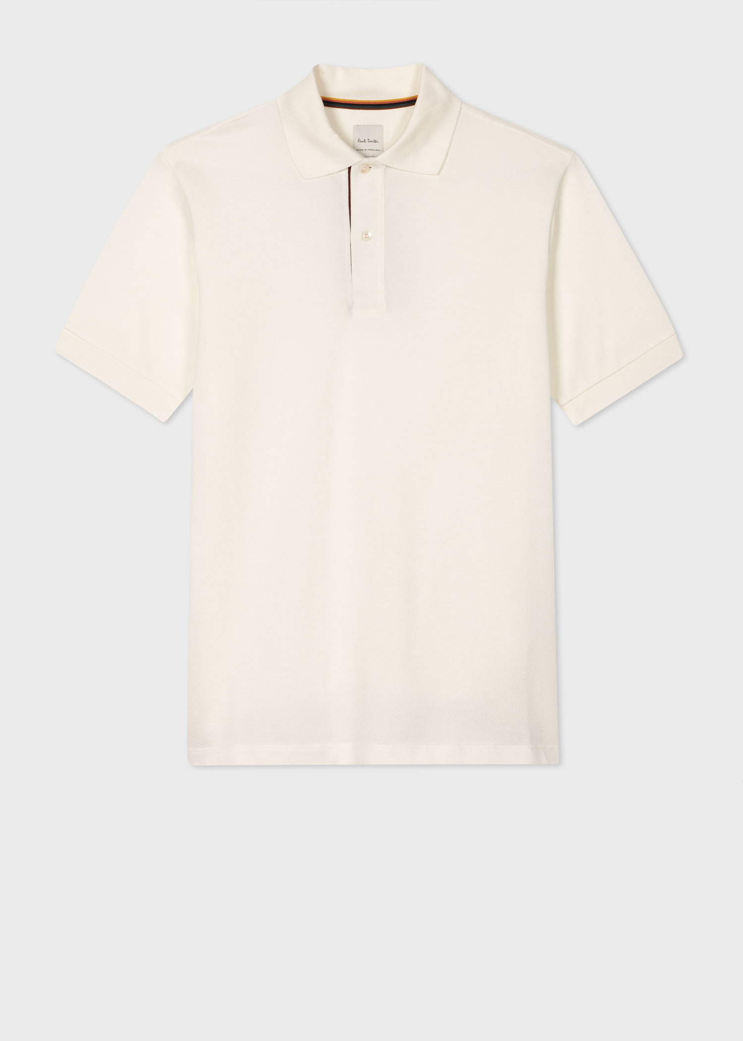 White Cotton 'Artist Stripe' Placket Polo Shirt