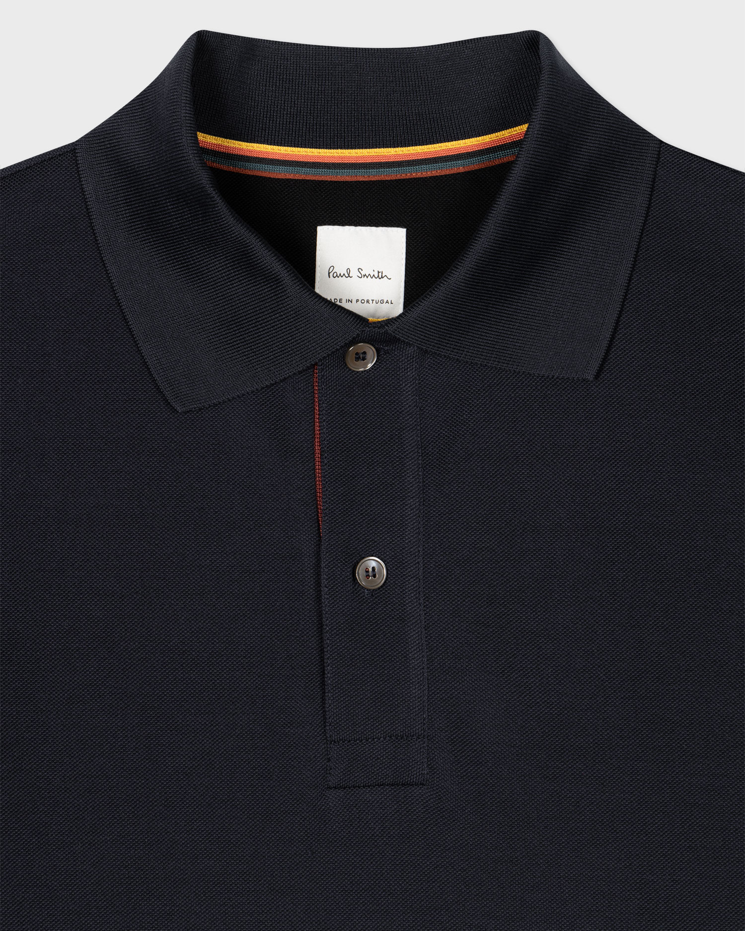 Navy Cotton 'Artist Stripe' Placket Polo Shirt