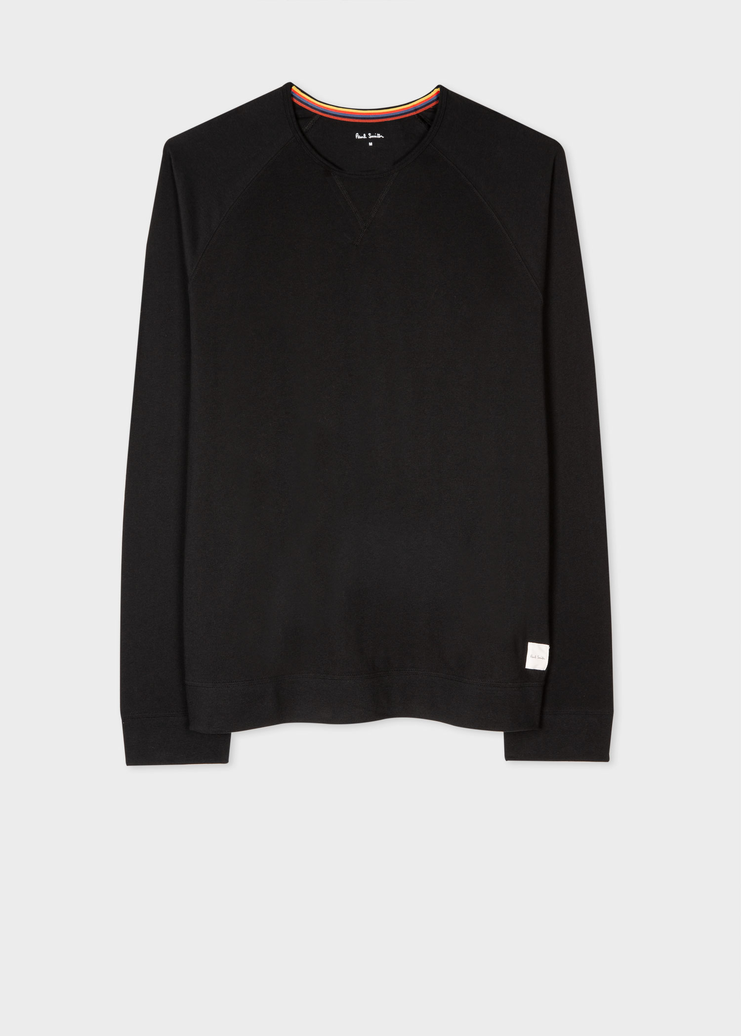 Black Jersey Cotton Long-Sleeve Lounge Top