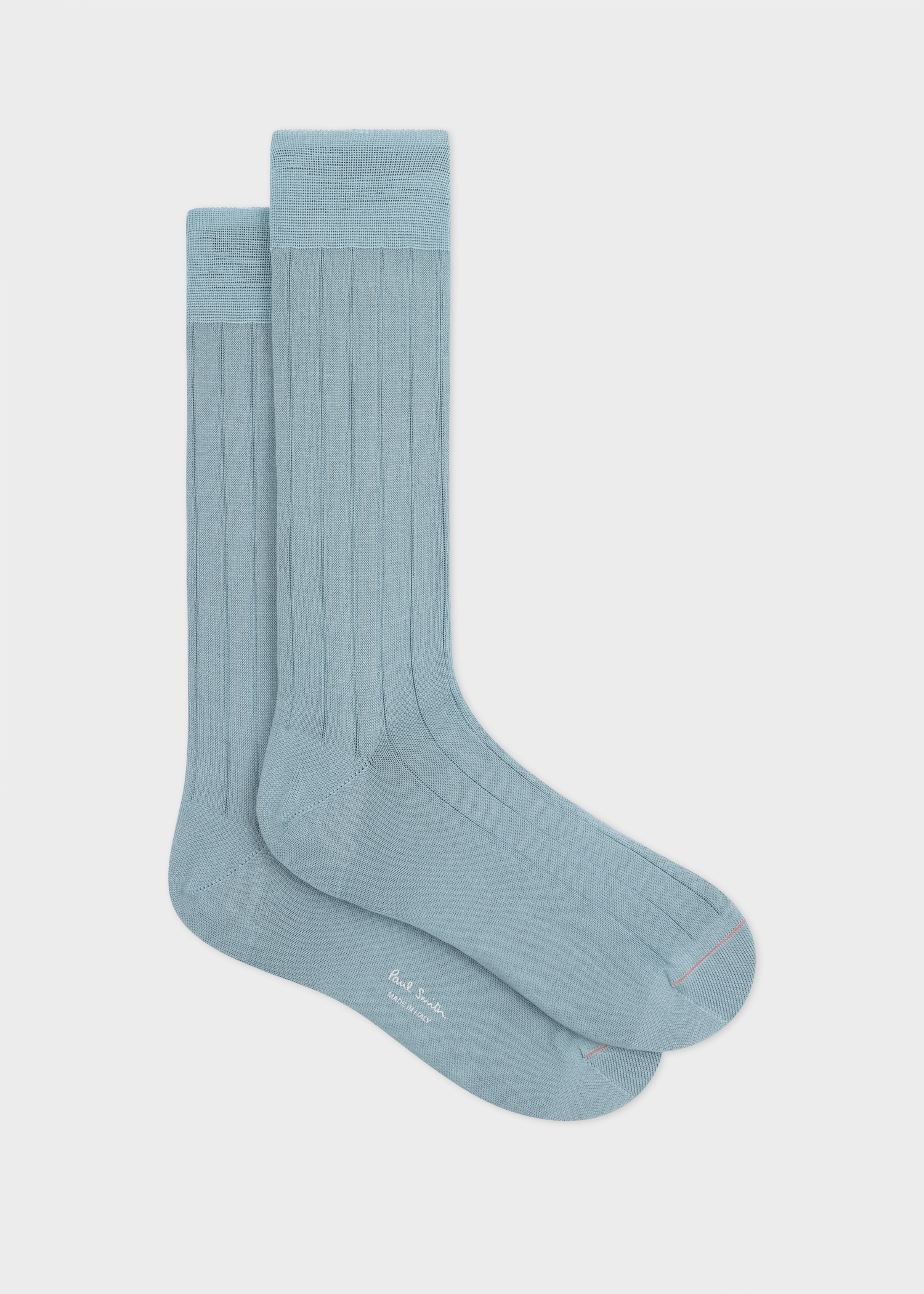 Sky Blue Cotton-Blend Ribbed Socks