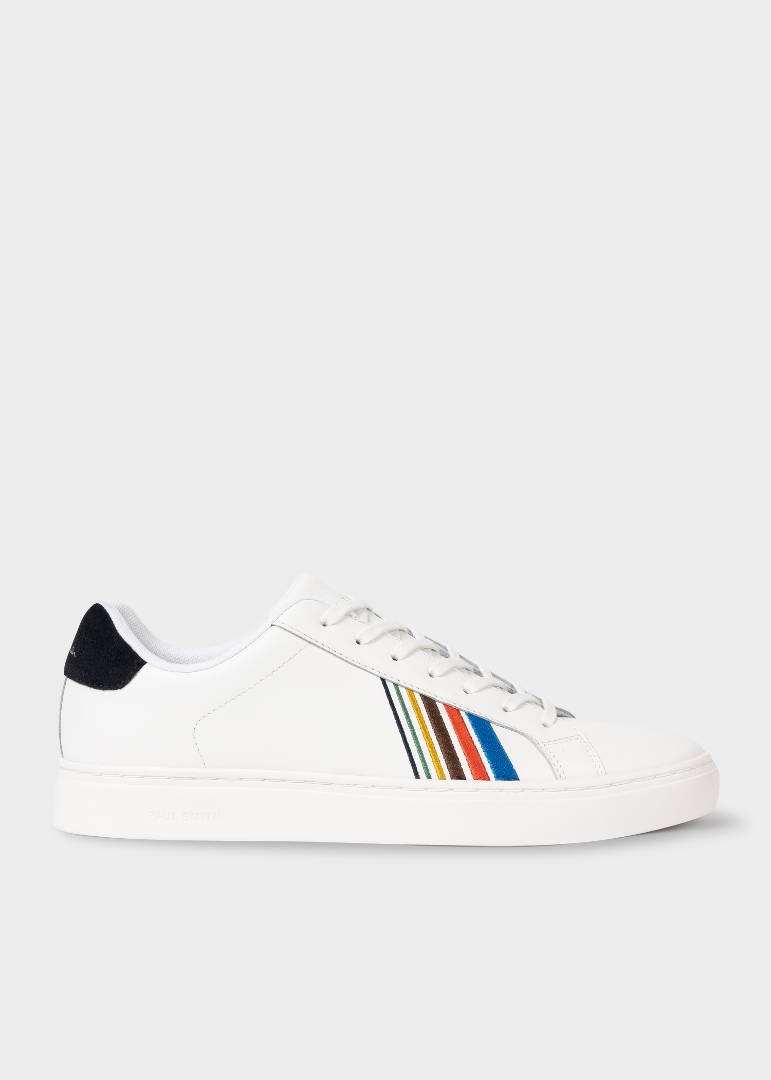 Men's White Embroidered Leather 'Rex' Trainers
