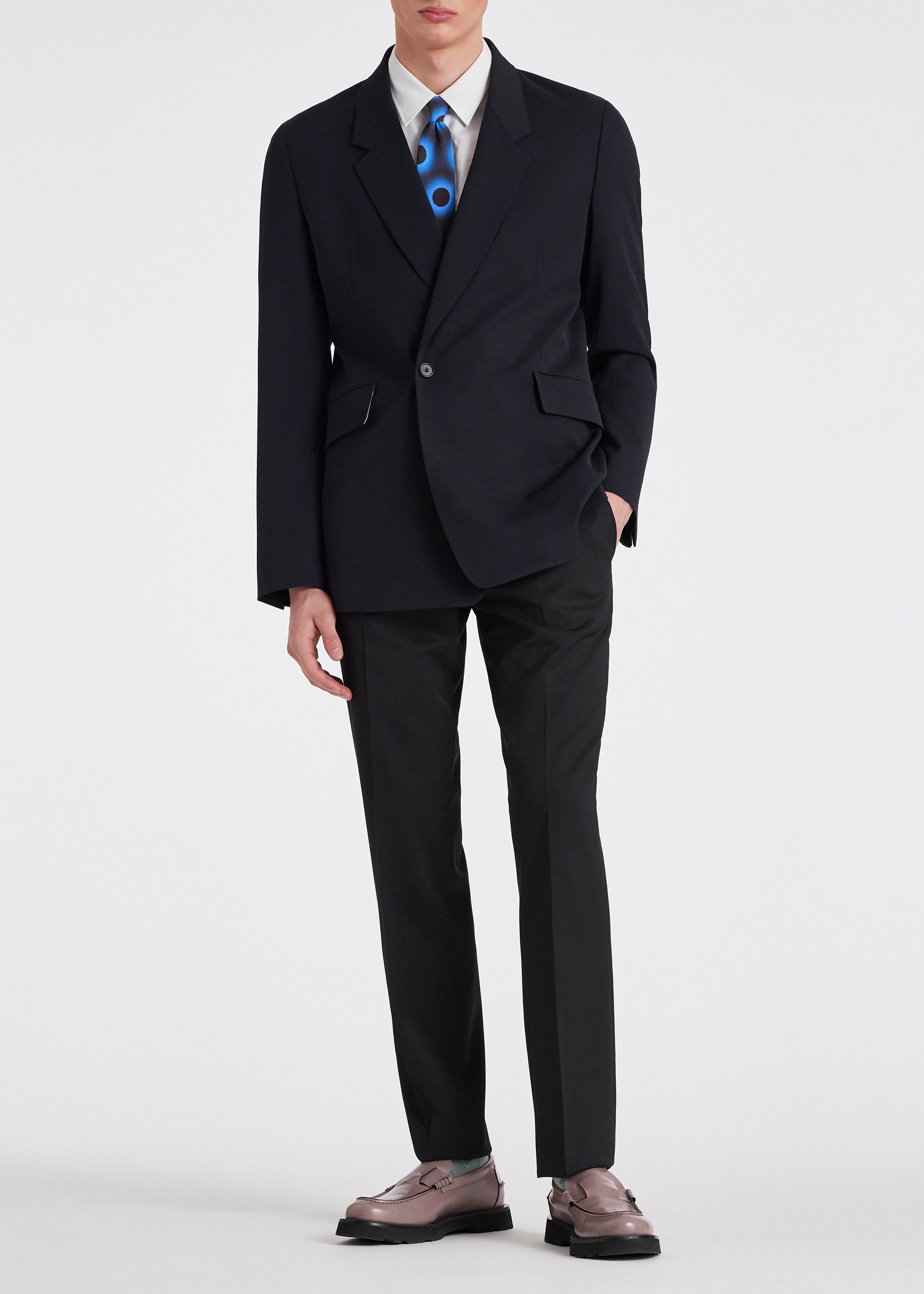 Men's Slim-Fit Black Wool 'A Suit To Travel In' Trousers