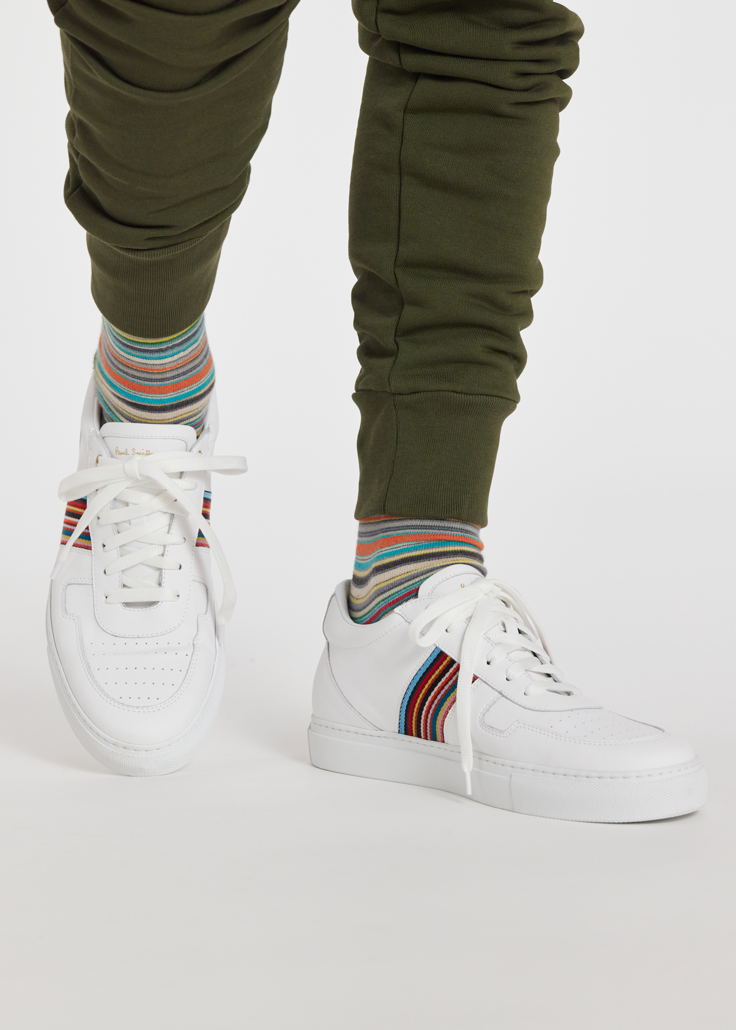 Men's White Leather 'Fermi' Sneakers