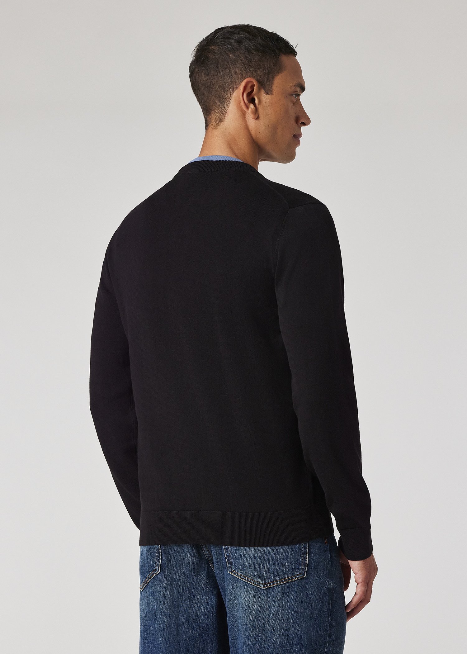 Men's Navy Cotton Zebra Logo Sweater