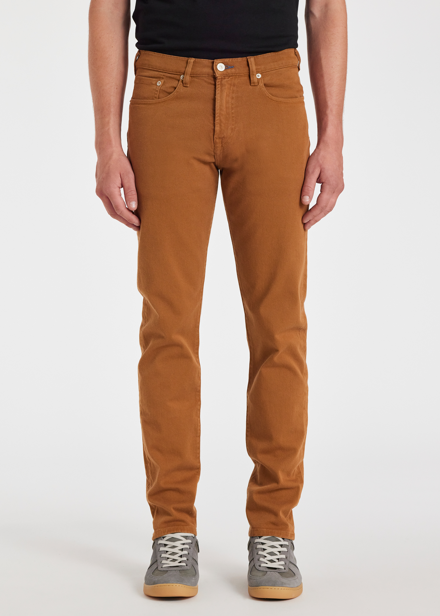 Men's Tapered-Fit Taupe Garment-Dyed Jeans