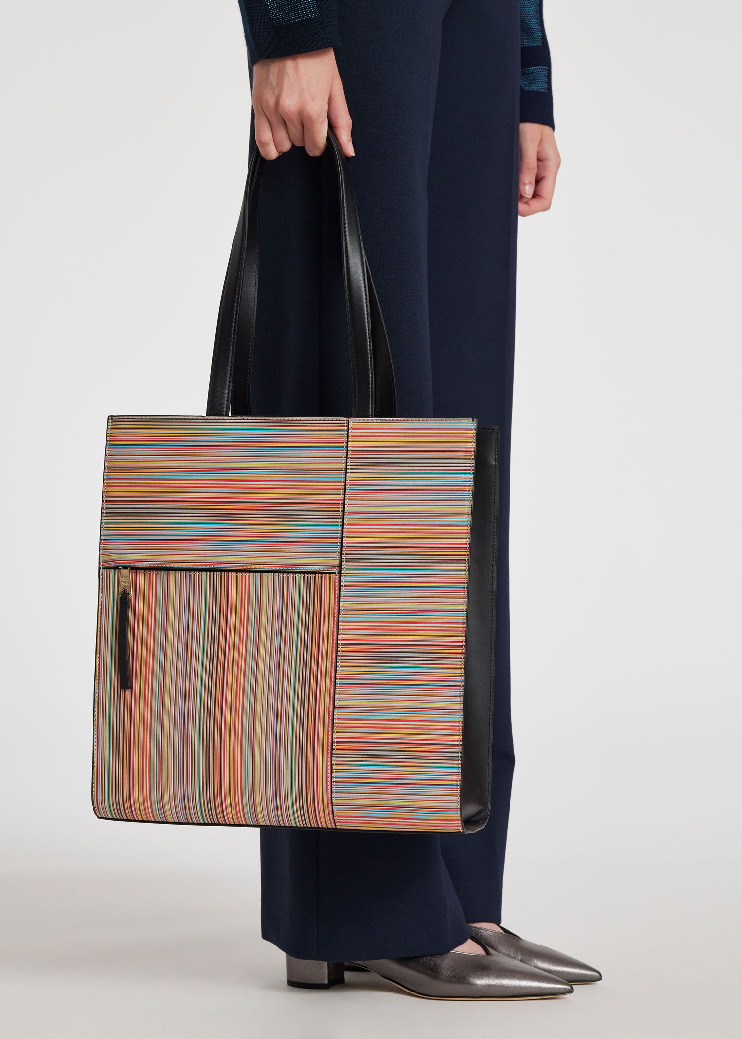 Women's Leather 'Signature Stripe' Tote Bag
