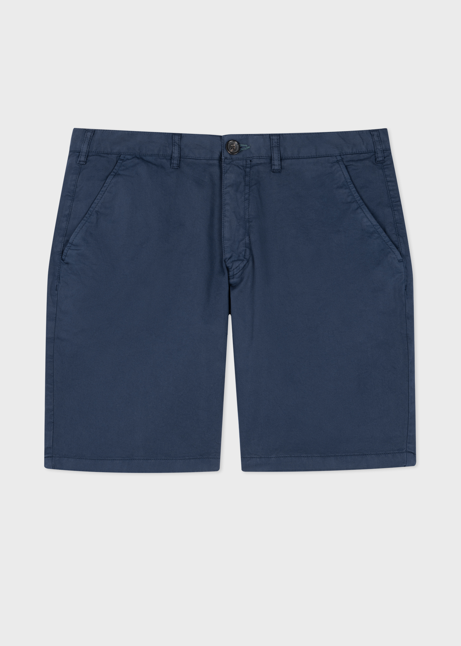 Men's Dark Navy Garment-Dyed Stretch Pima-Cotton Shorts