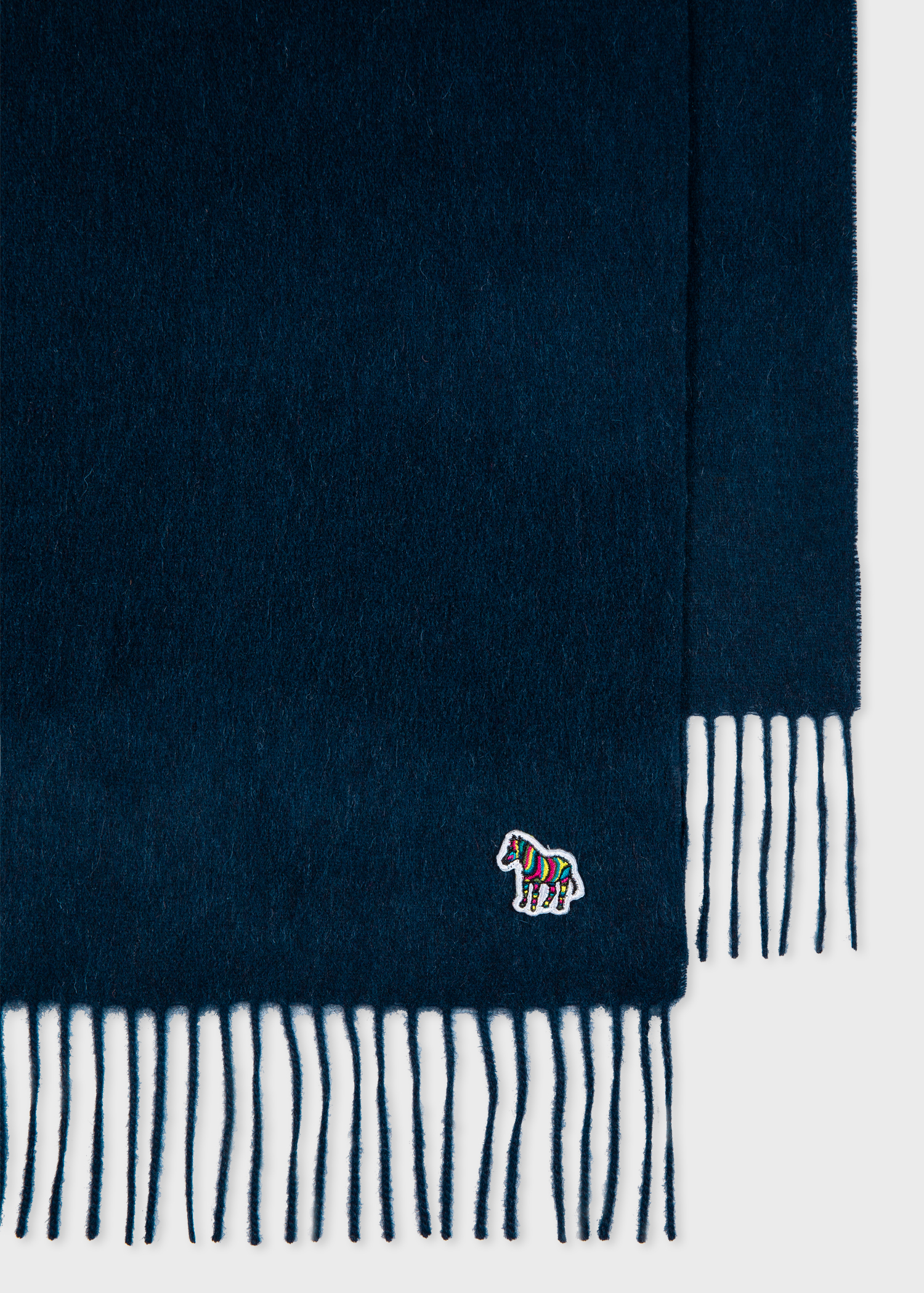 Navy Lambswool Zebra Scarf
