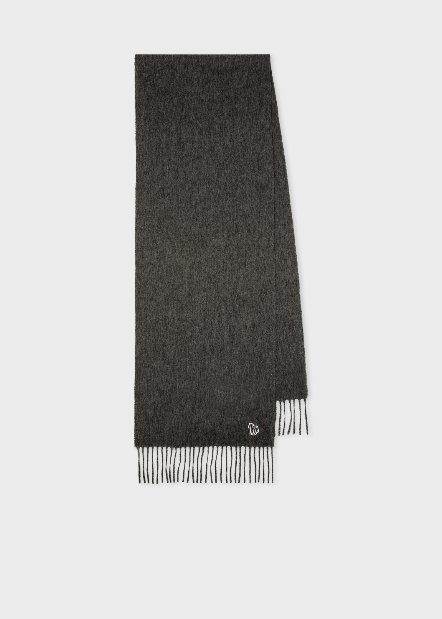 Charcoal Grey Lambswool Zebra Scarf