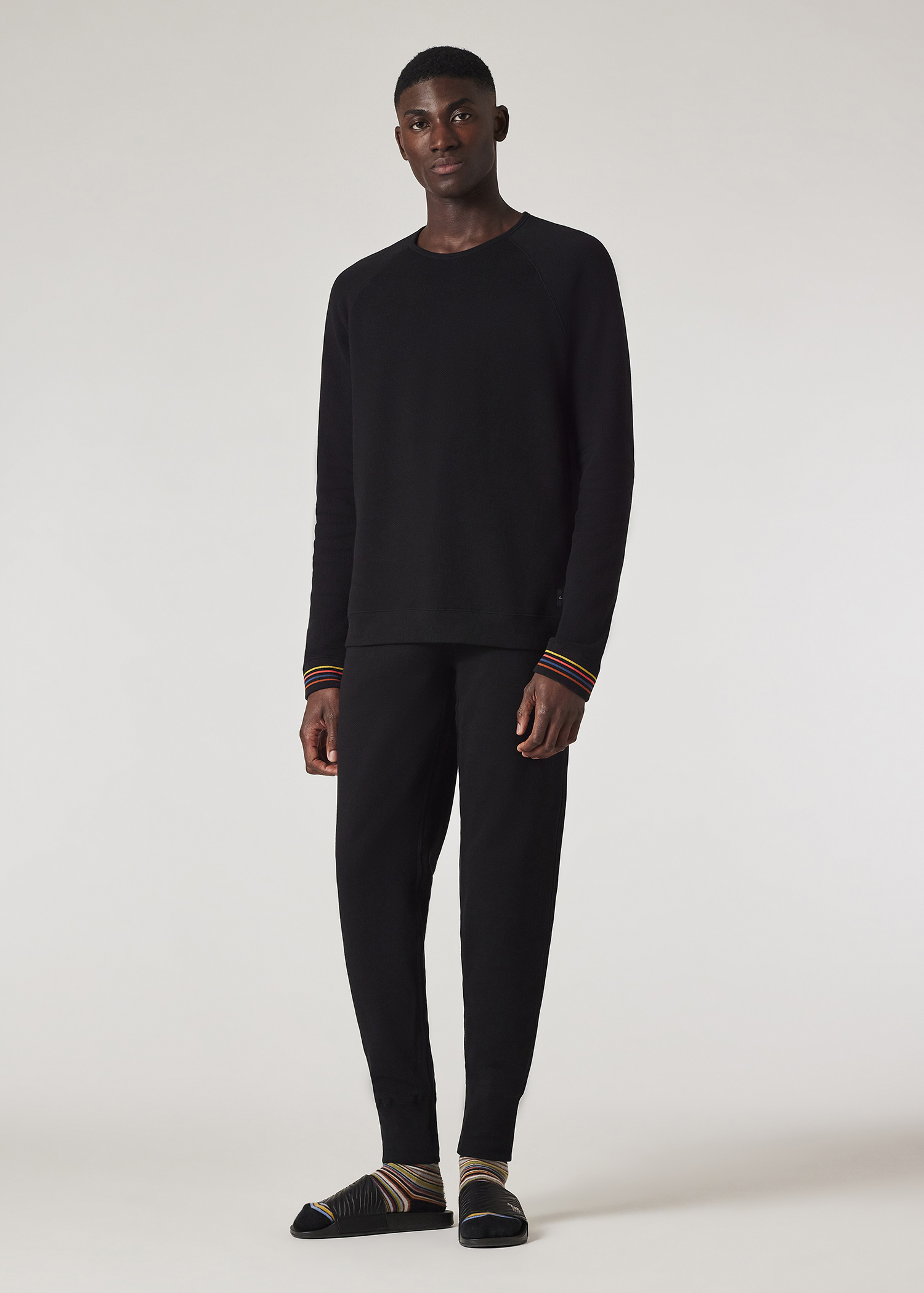 Navy Cotton 'Artist Stripe' Cuff Long-Sleeve Top